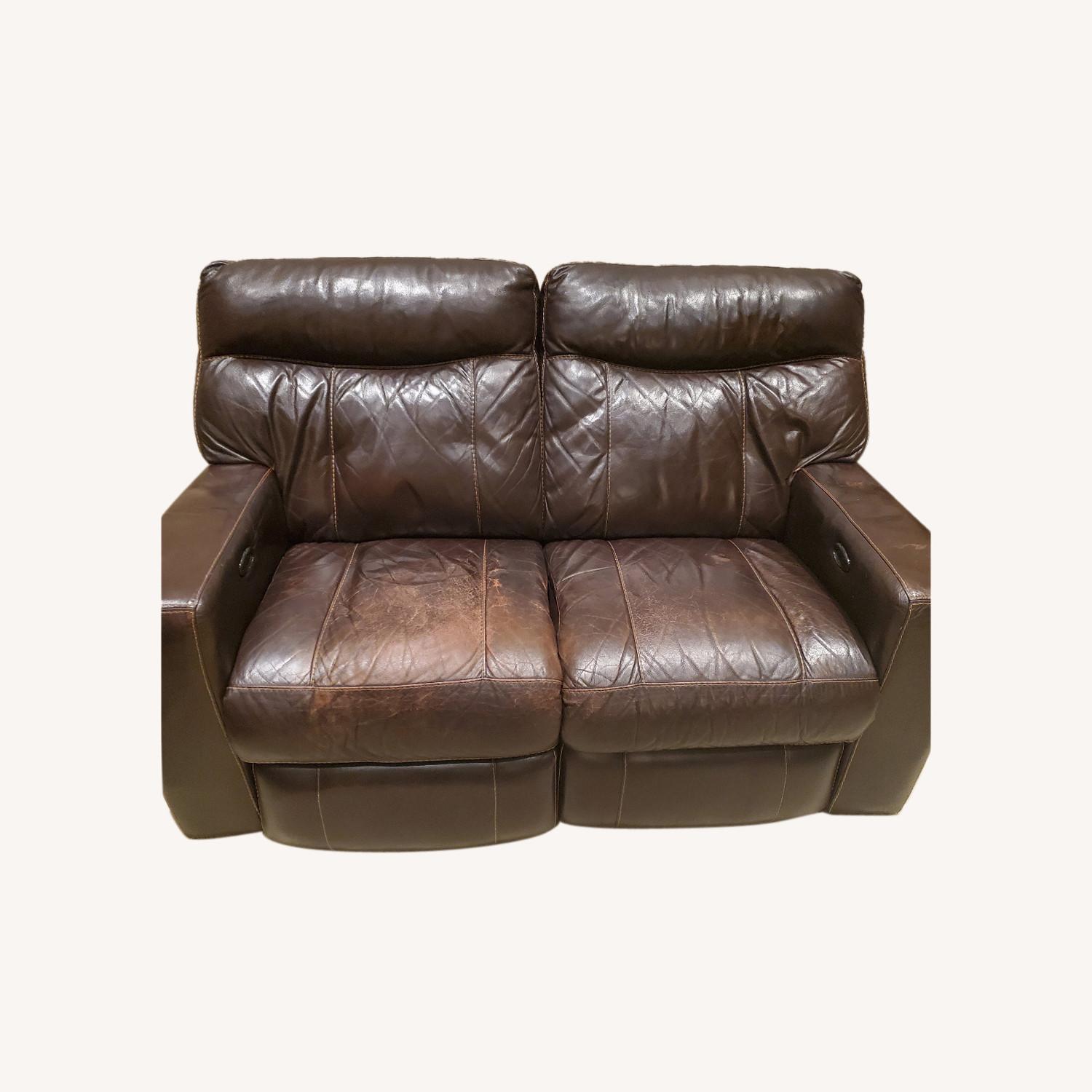Ashley Furniture Rustic Leather 2 Seater Sofa - AptDeco