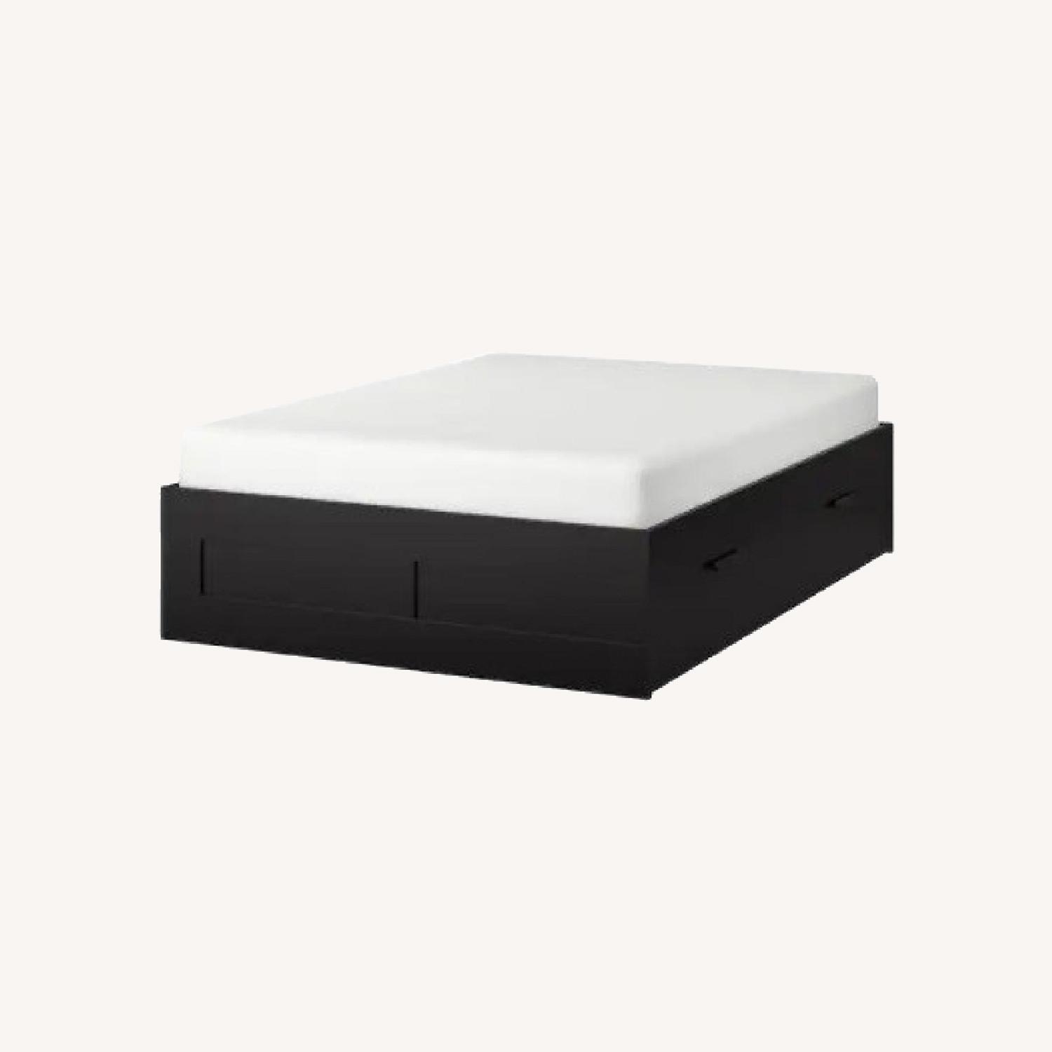 IKEA BRIMNES Queen Bed Frame with Storage, Black - image-0