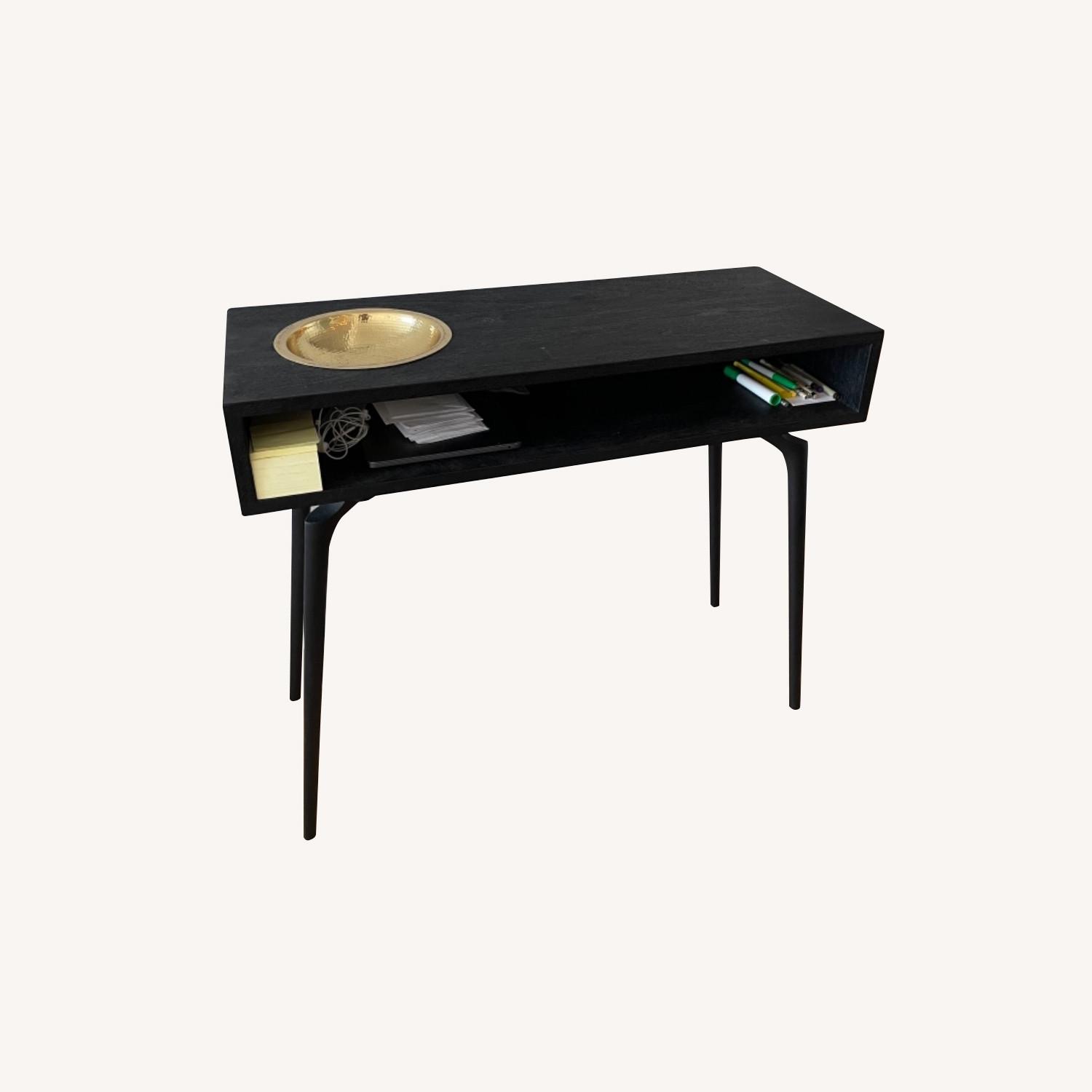 CB2 Black Wood Side Table AptDeco
