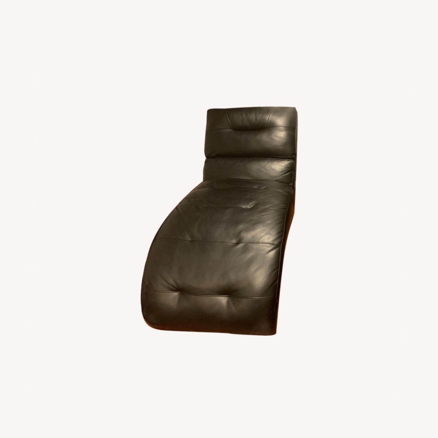 Bob's Black Leather Logan Chaise - image-0