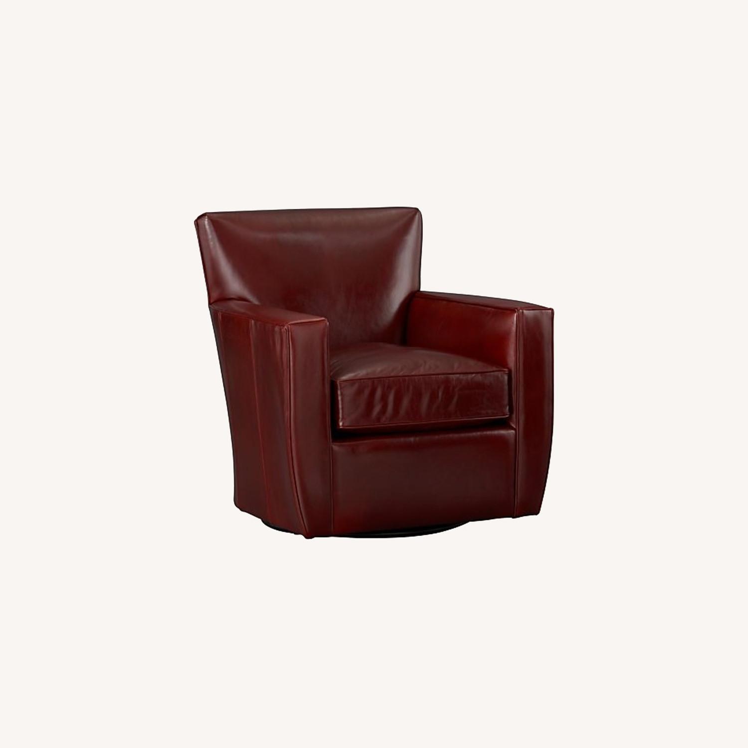 Crate & Barrel Leather Swivel Chair AptDeco