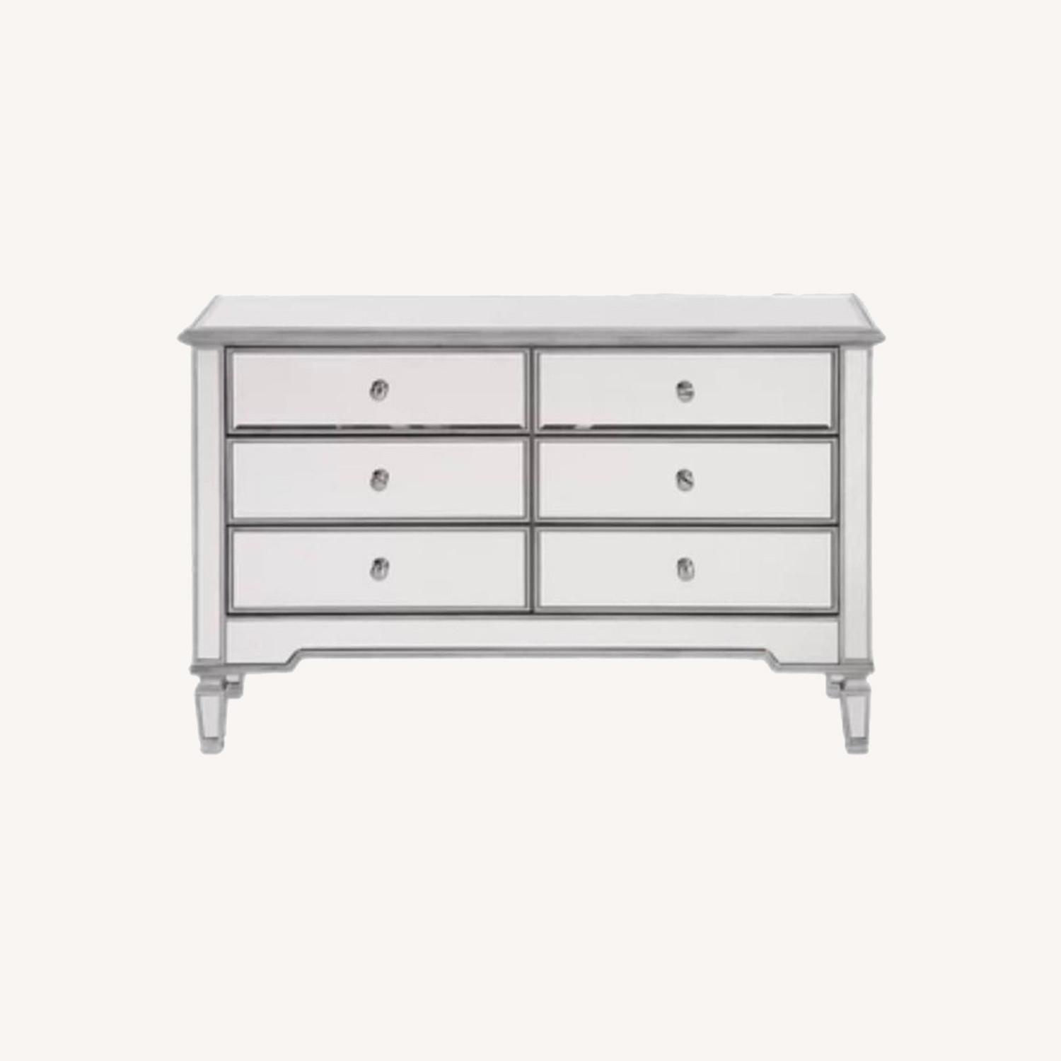 Wayfair 6 Drawer Double Mirrored Dresser w Silver AptDeco