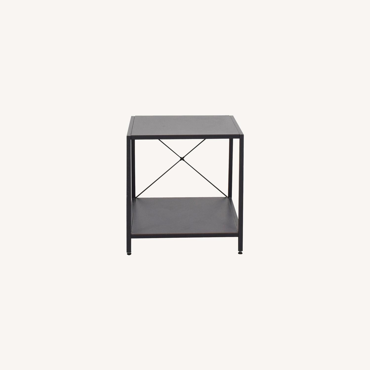 CB2 Grey Metal Side Table AptDeco