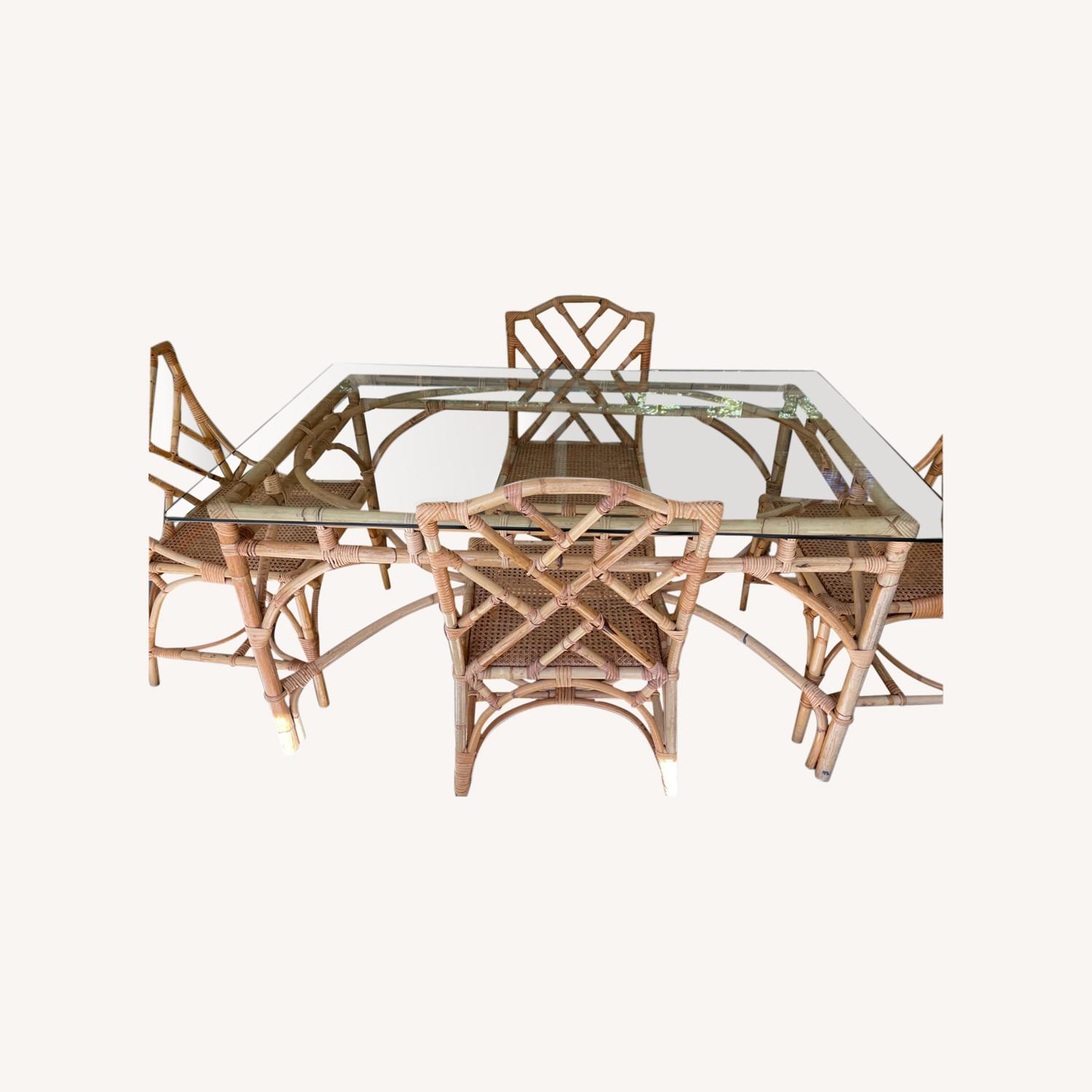 Bamboo and Glass Table and Chairs AptDeco