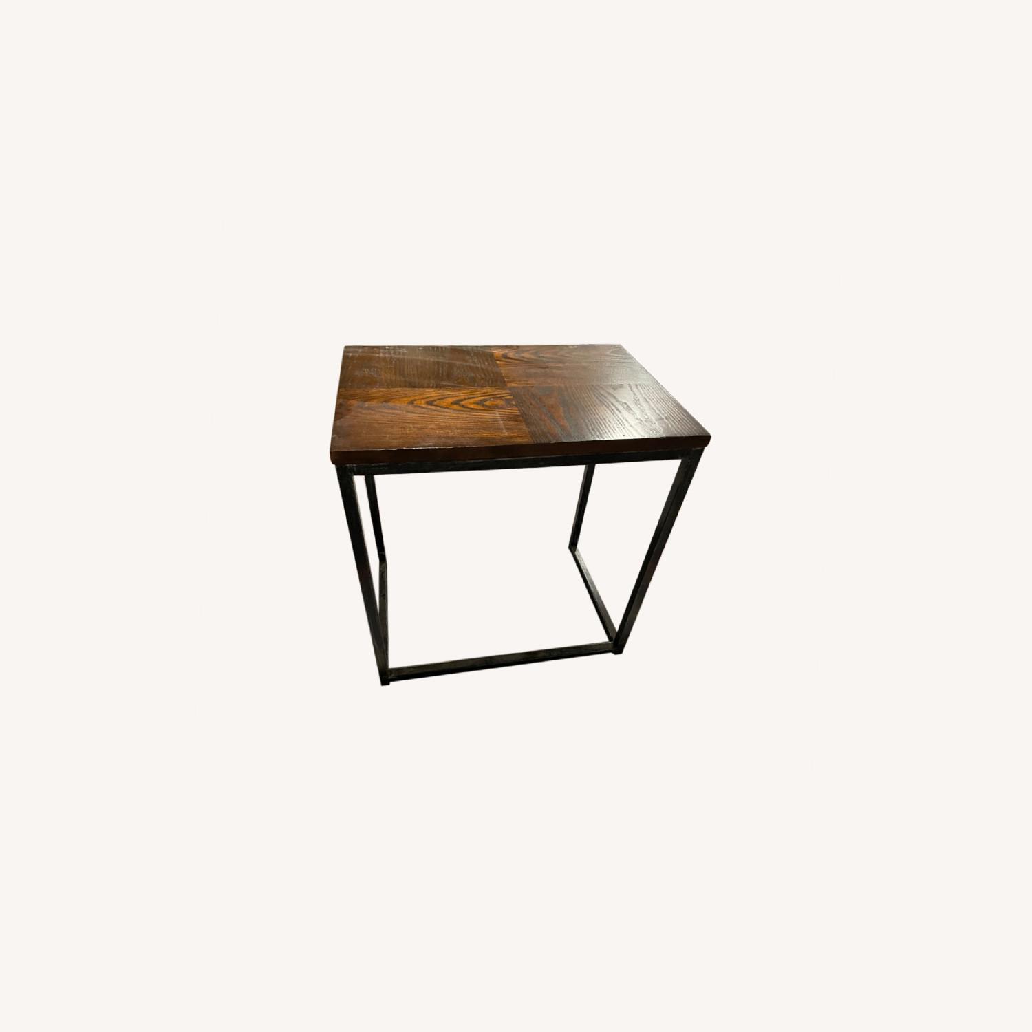 Wood Top Table with Metal Frame AptDeco