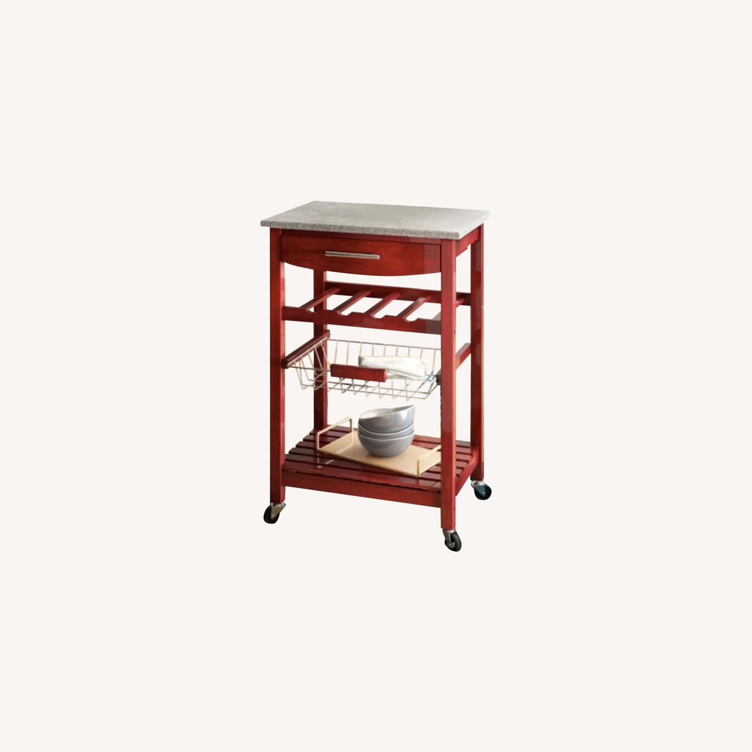 Kitchen Cart with Granite Top and Locking Wheels AptDeco