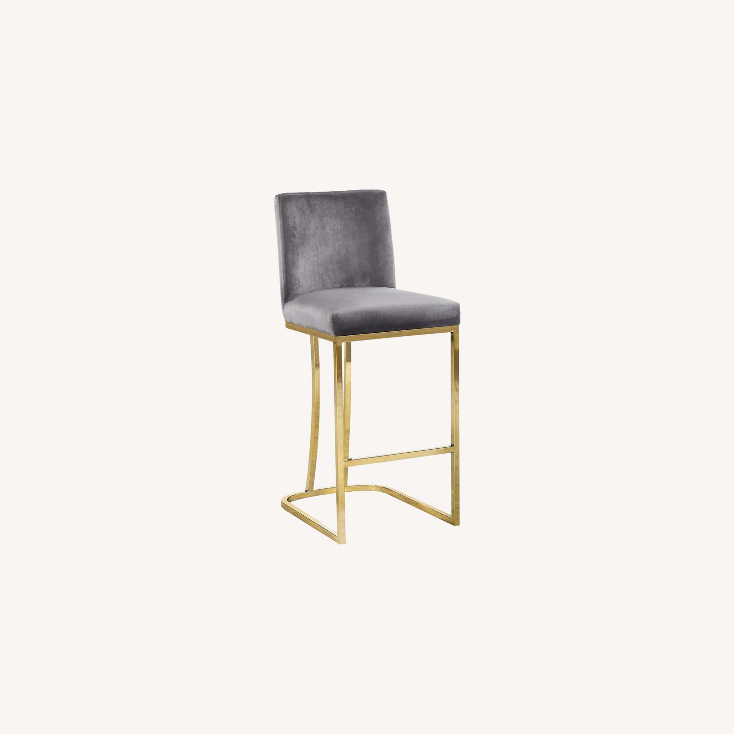 Home Meridian Posh Grey Velvet/Gold Bar Stools - image-7