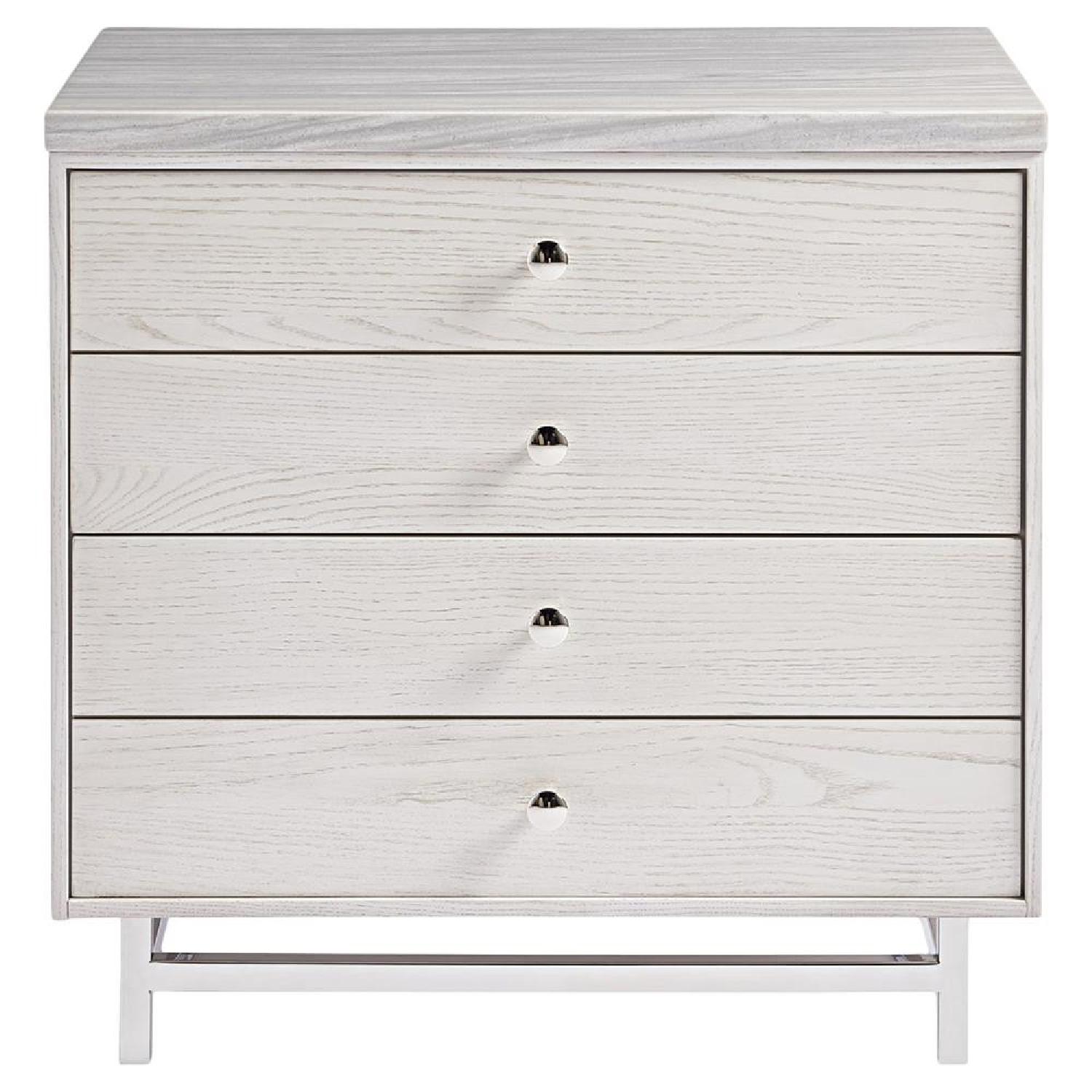 Modern Ivory Stone Top Wood Nightstand - image-4