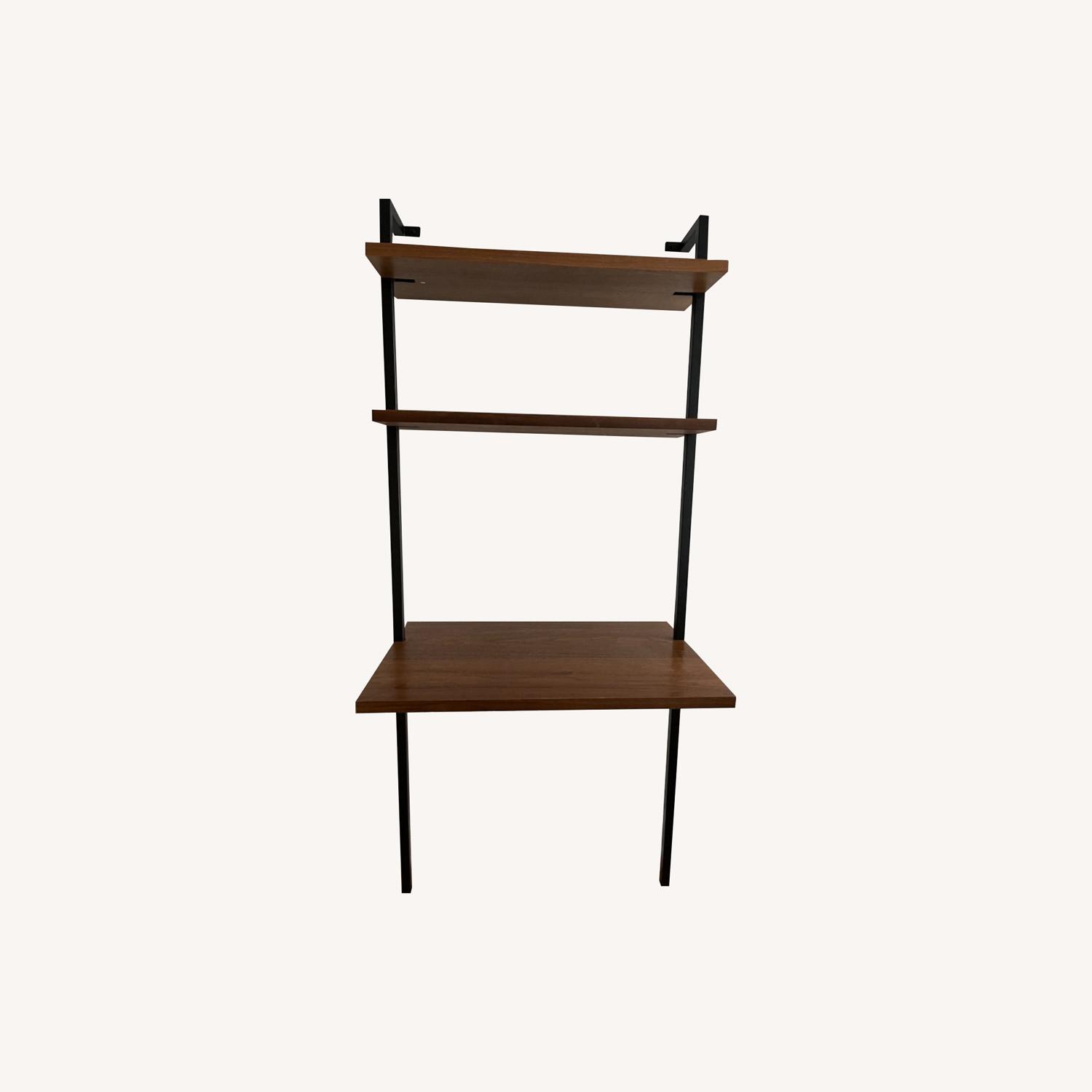 CB2 Helix Walnut Desk with Shelves AptDeco