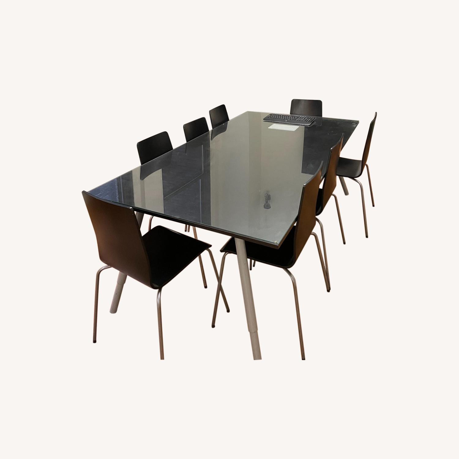 IKEA Conference Table With Glass Top + 8 Chairs AptDeco