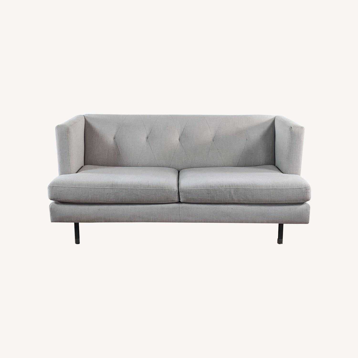 CB2 Light Gray Upholstered Loveseat AptDeco