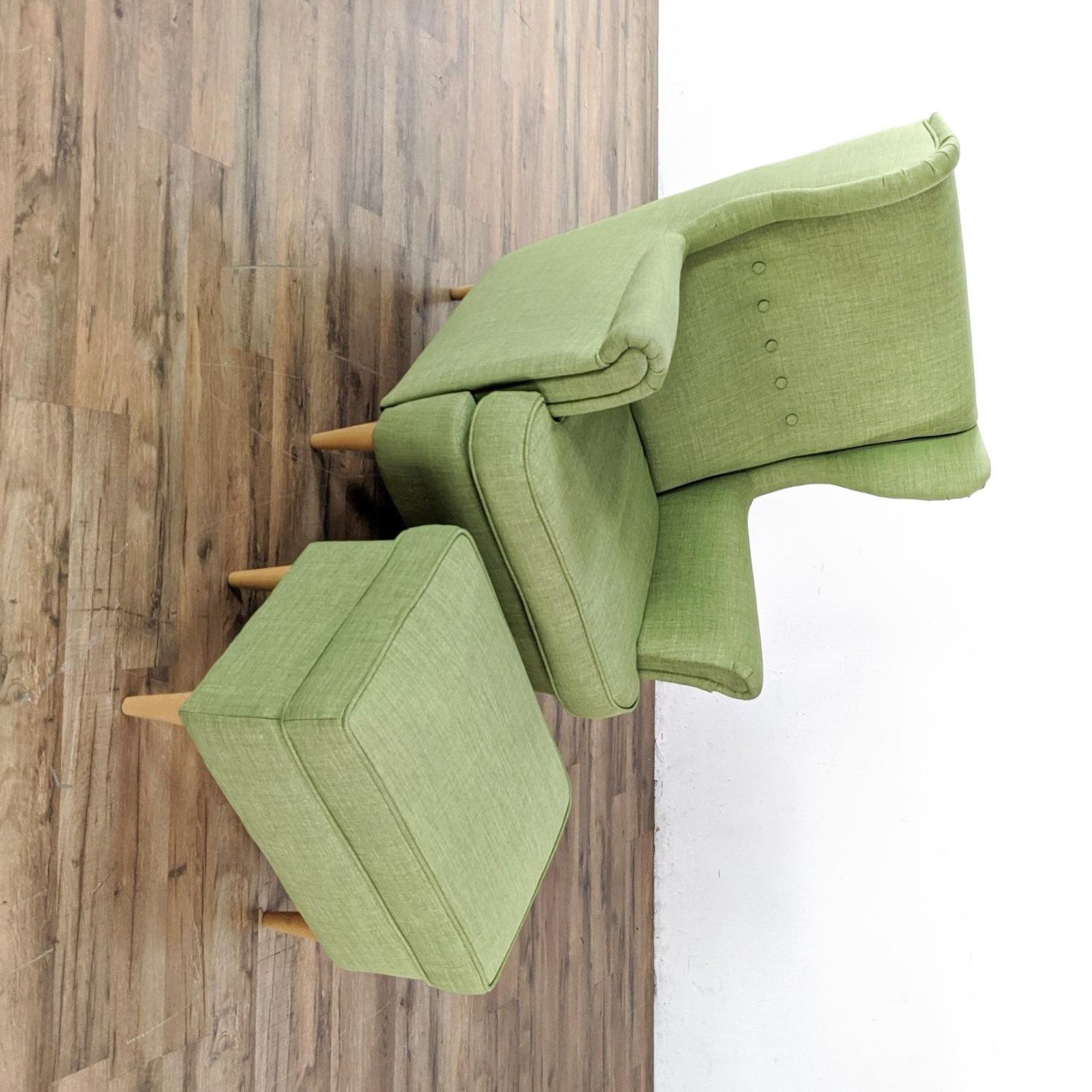 IKEA Green Upholstered Armchair and Ottoman - image-4