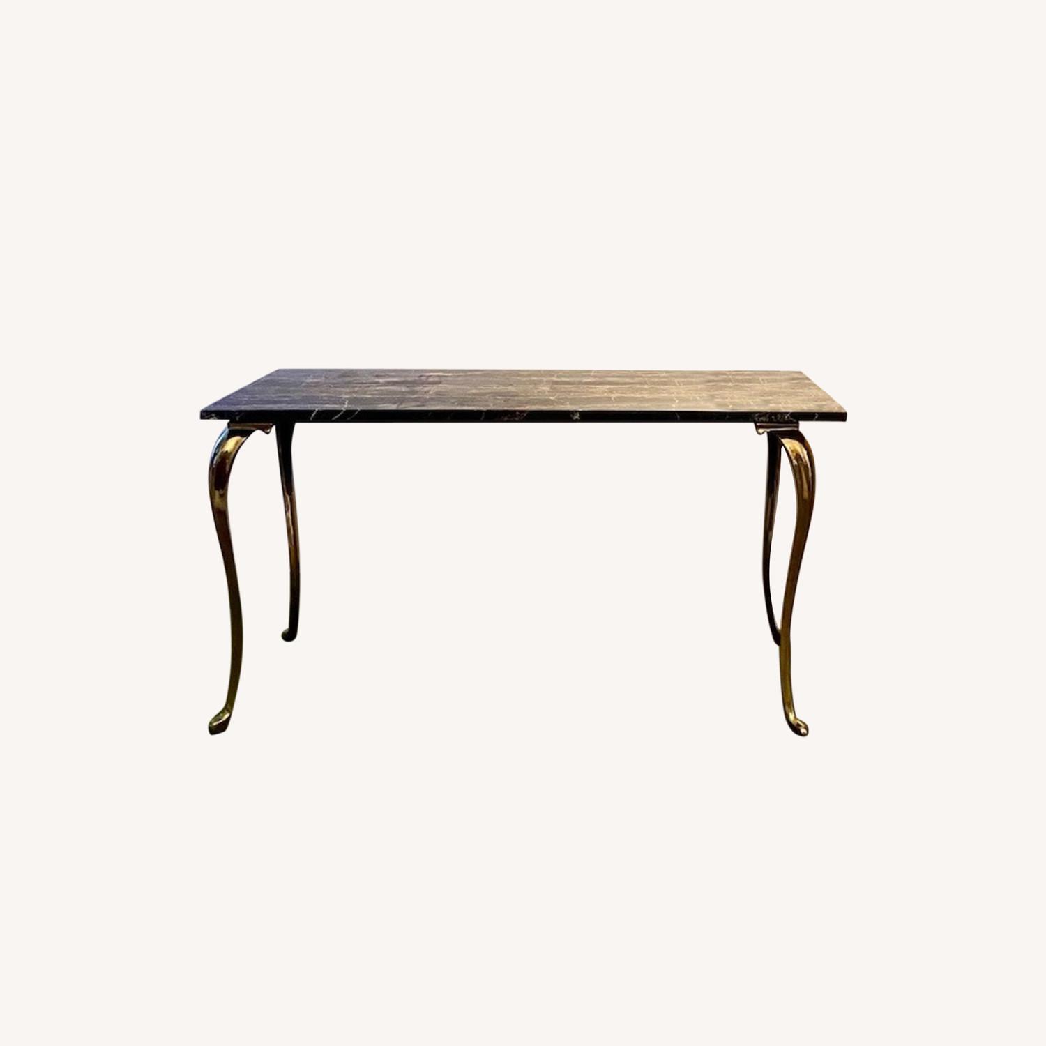 Vintage Marble Console Table with Brass Legs AptDeco