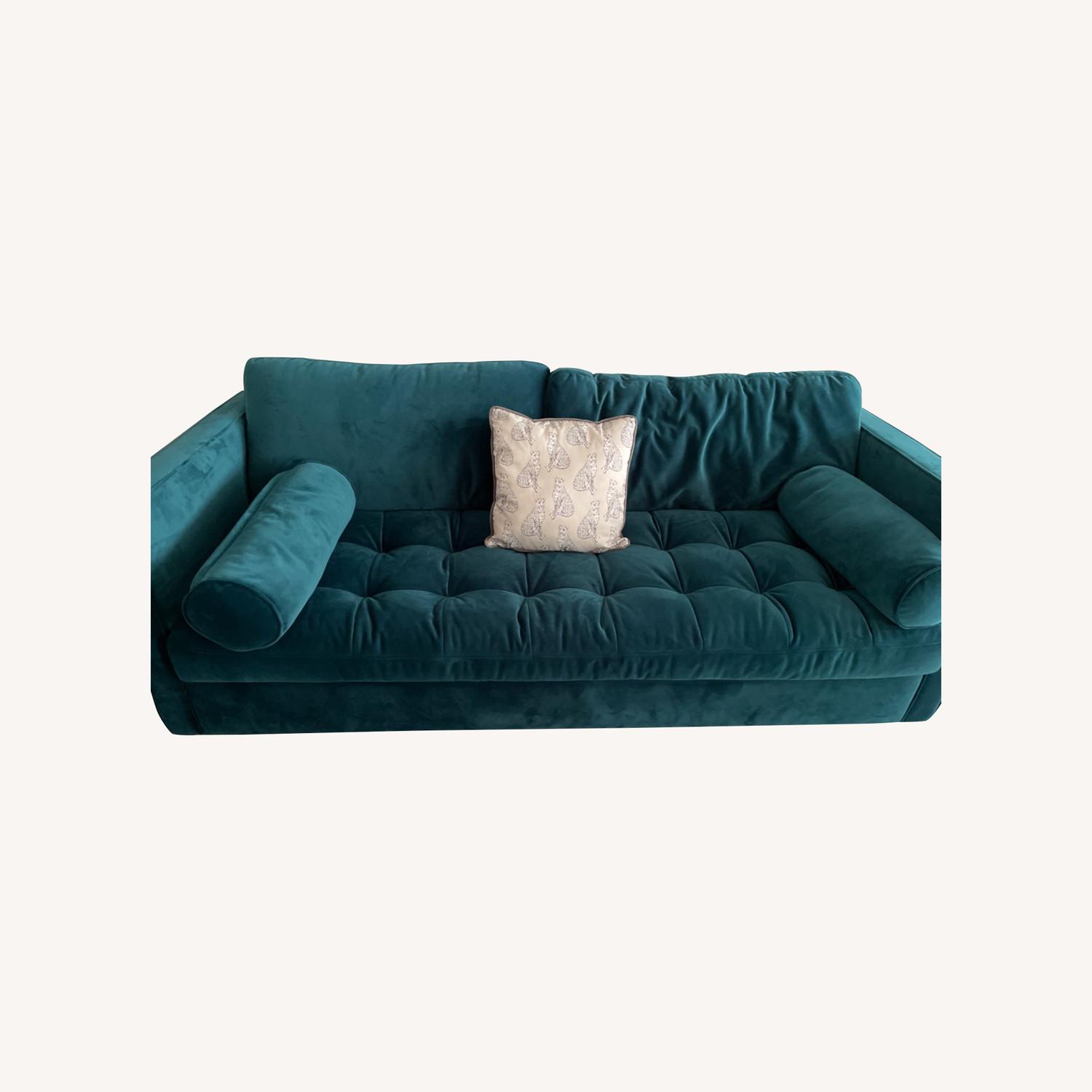 Joybird Velvet Sofa Sleeper Royal Peacock - image-0