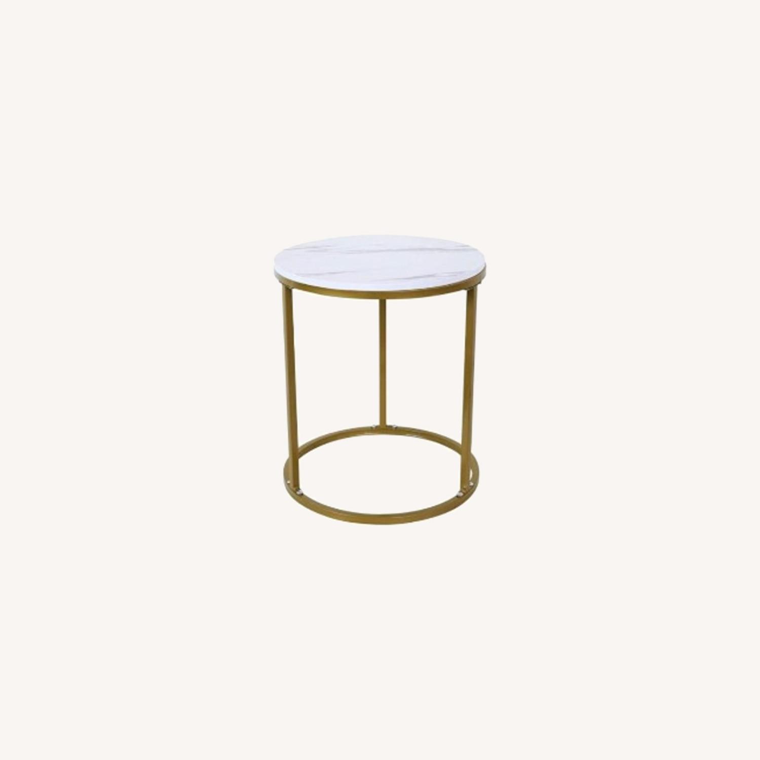 Round Marble Gold End Table AptDeco