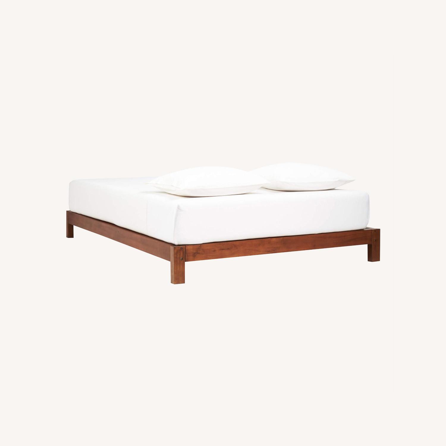 CB2 Simple Acacia Wood Bed Base Queen AptDeco
