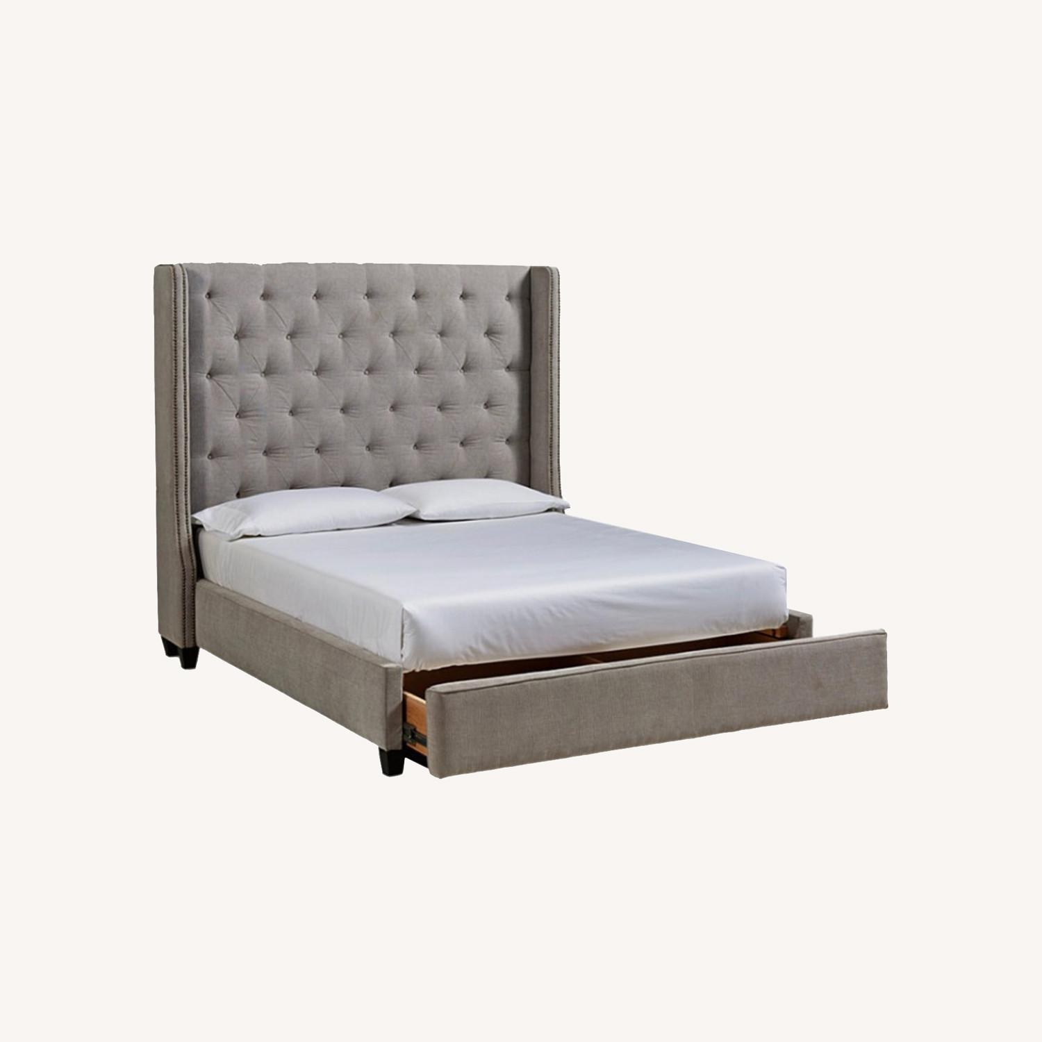 Macy's Upholstered Tufted Oversized Bed Frame AptDeco
