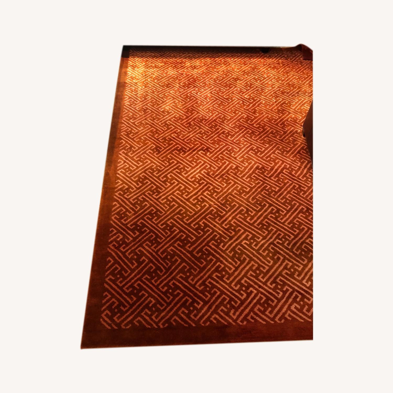 ABC Rusty Red Geometric Wool Rug - image-0