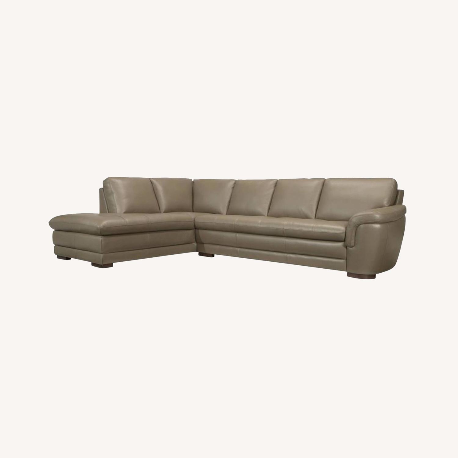 Raymour & Flanigan Garrison 2pc Leather Sectional Sofa AptDeco
