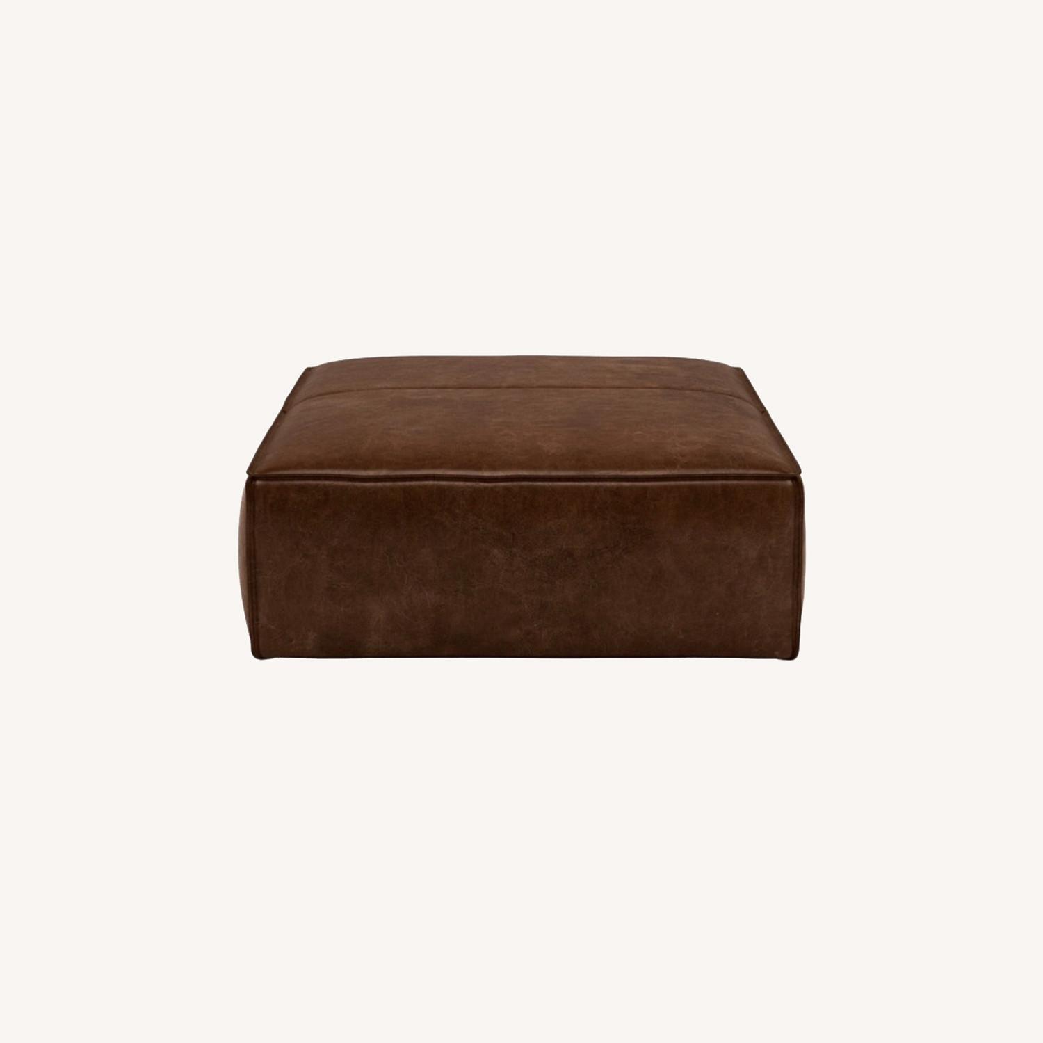 Interior Define Gray Leather Ottoman - image-0
