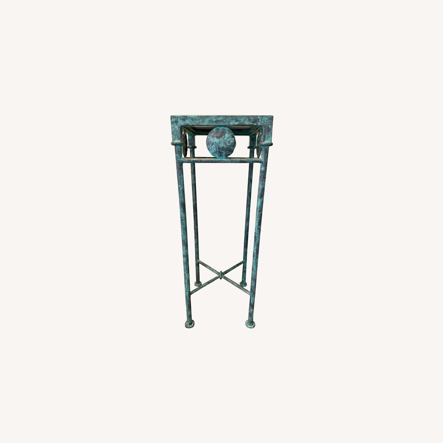 Green Brushed Wrought Iron Pedestal/Stand AptDeco