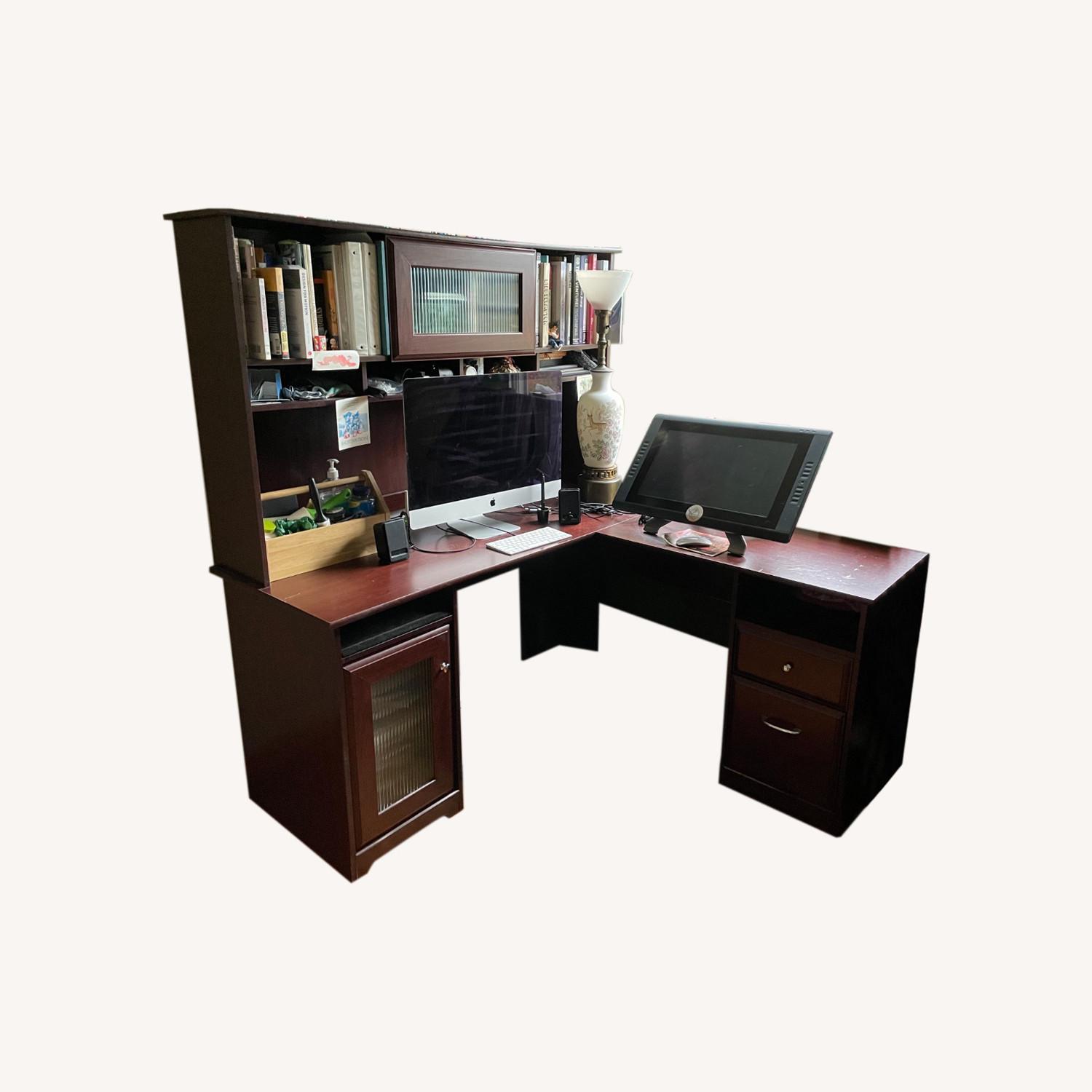 LShape Executive Desk with Hutch AptDeco