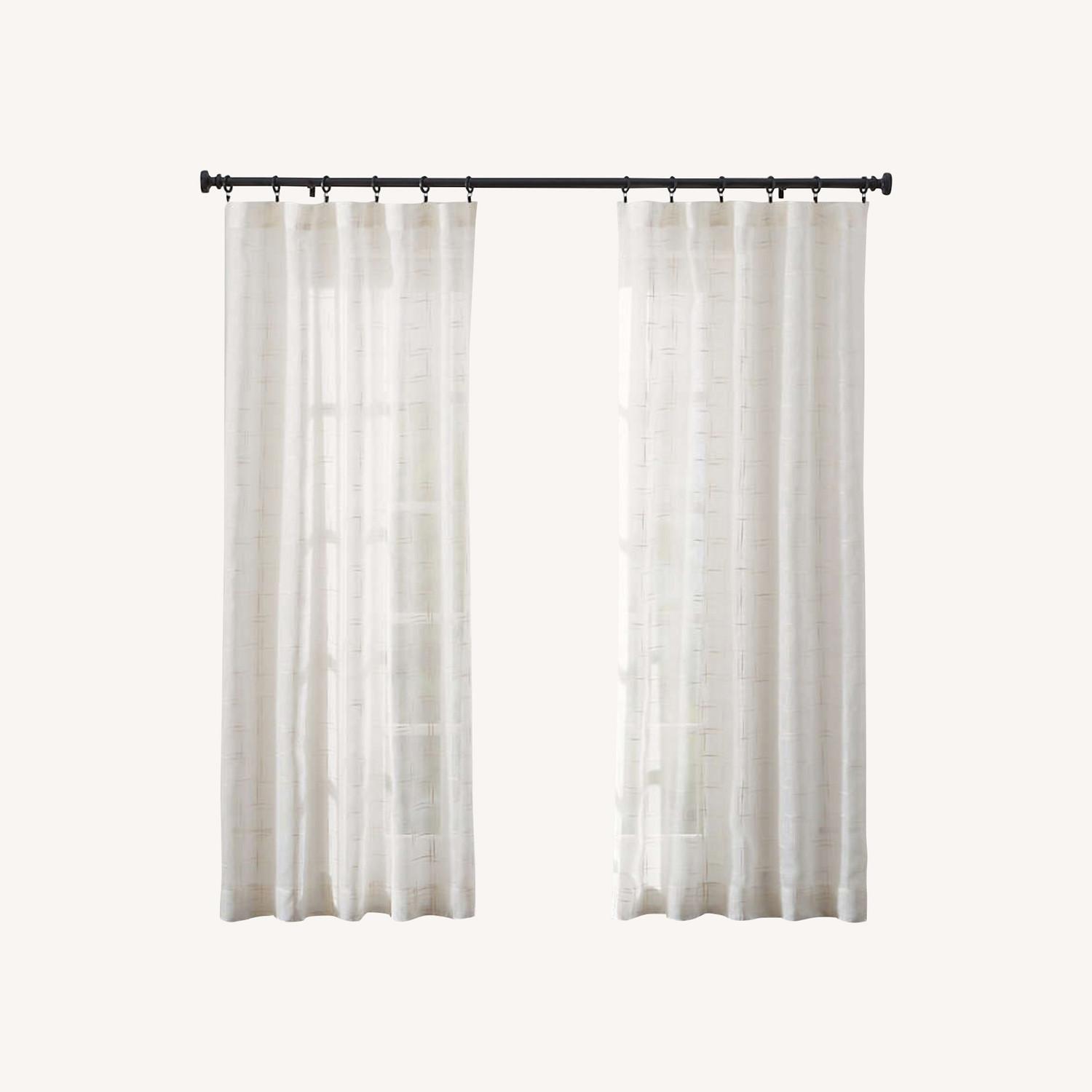 Crate & Barrel Ivory Sheer Linen Curtain Panels AptDeco