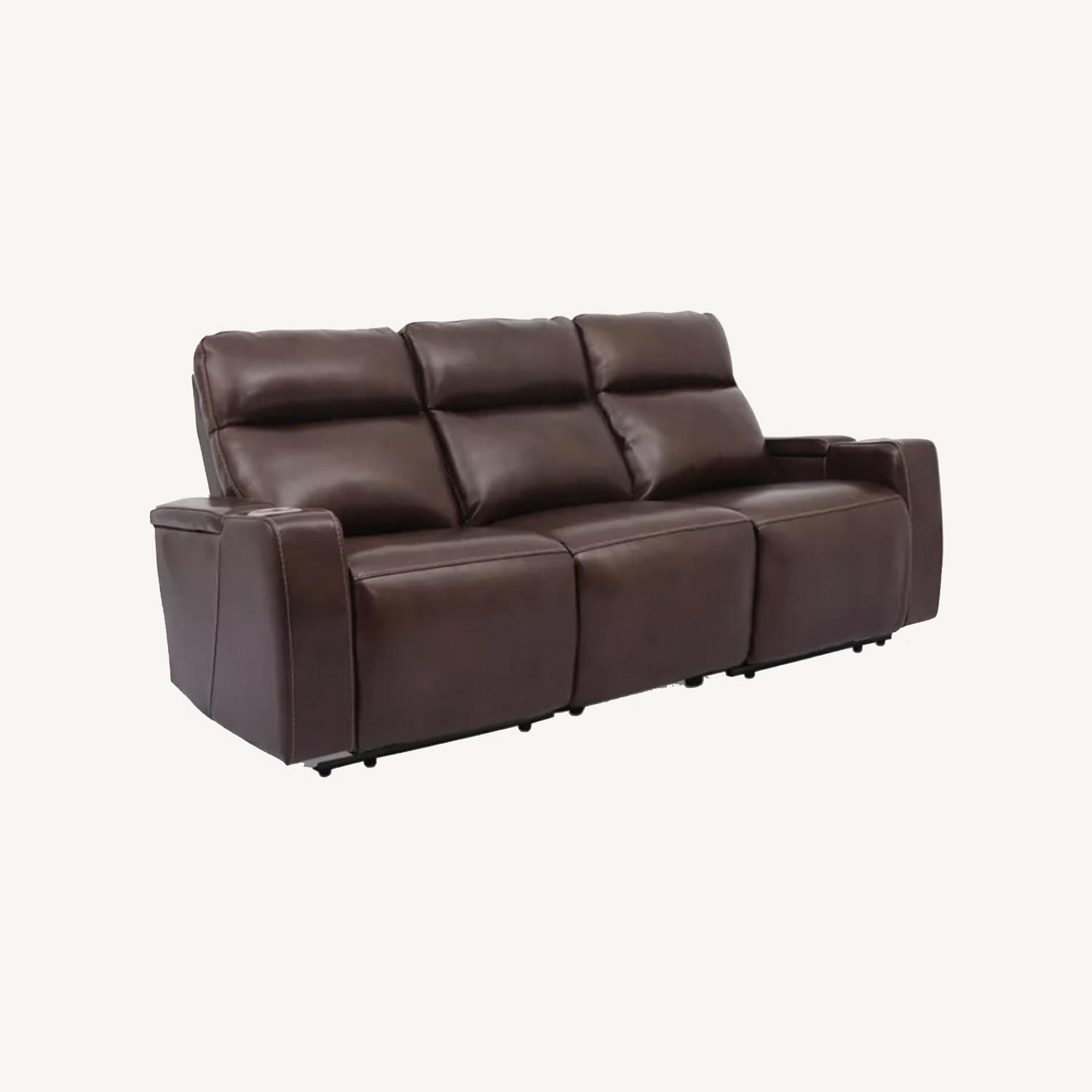 Macy's Leather Sofa With Power Recliners - image-0