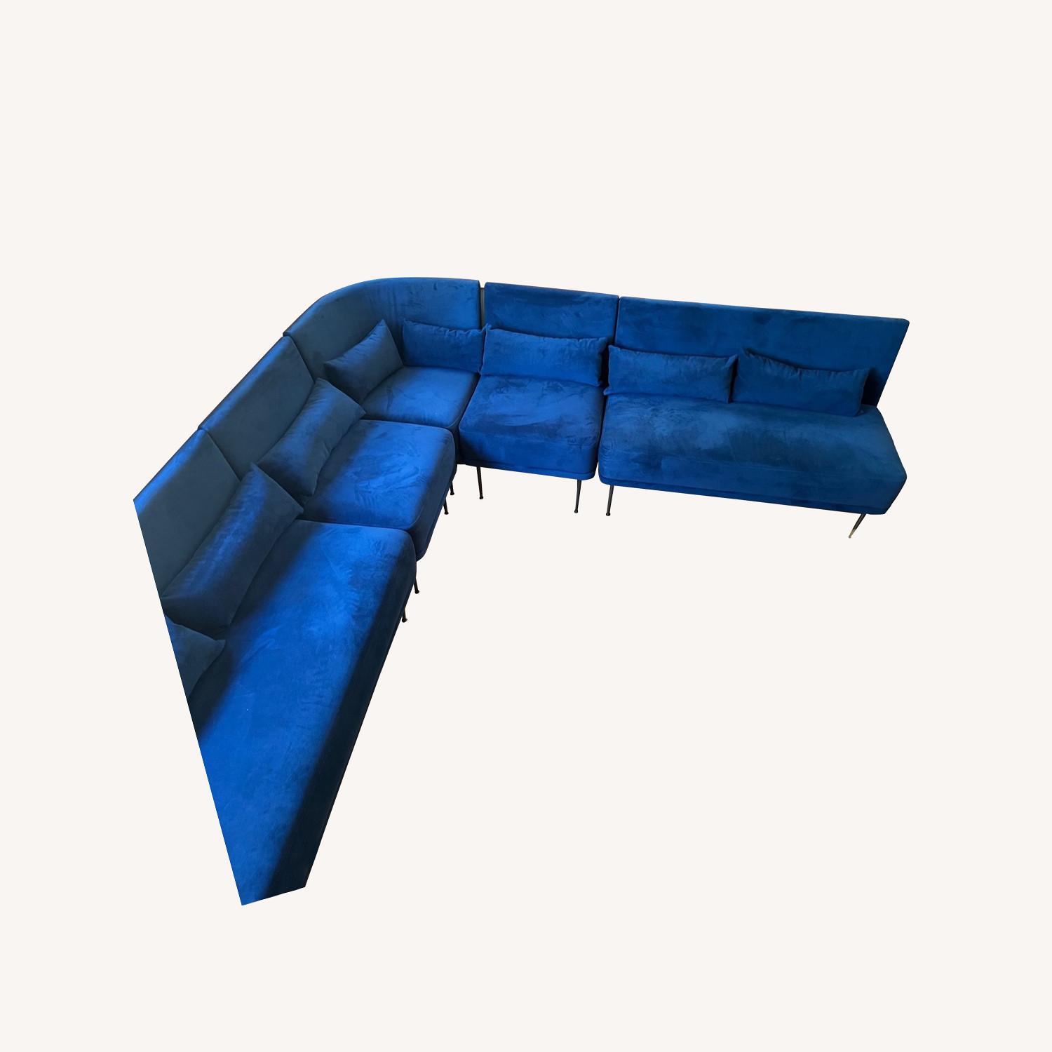 West Elm Banquette Blue Contract Grade AptDeco