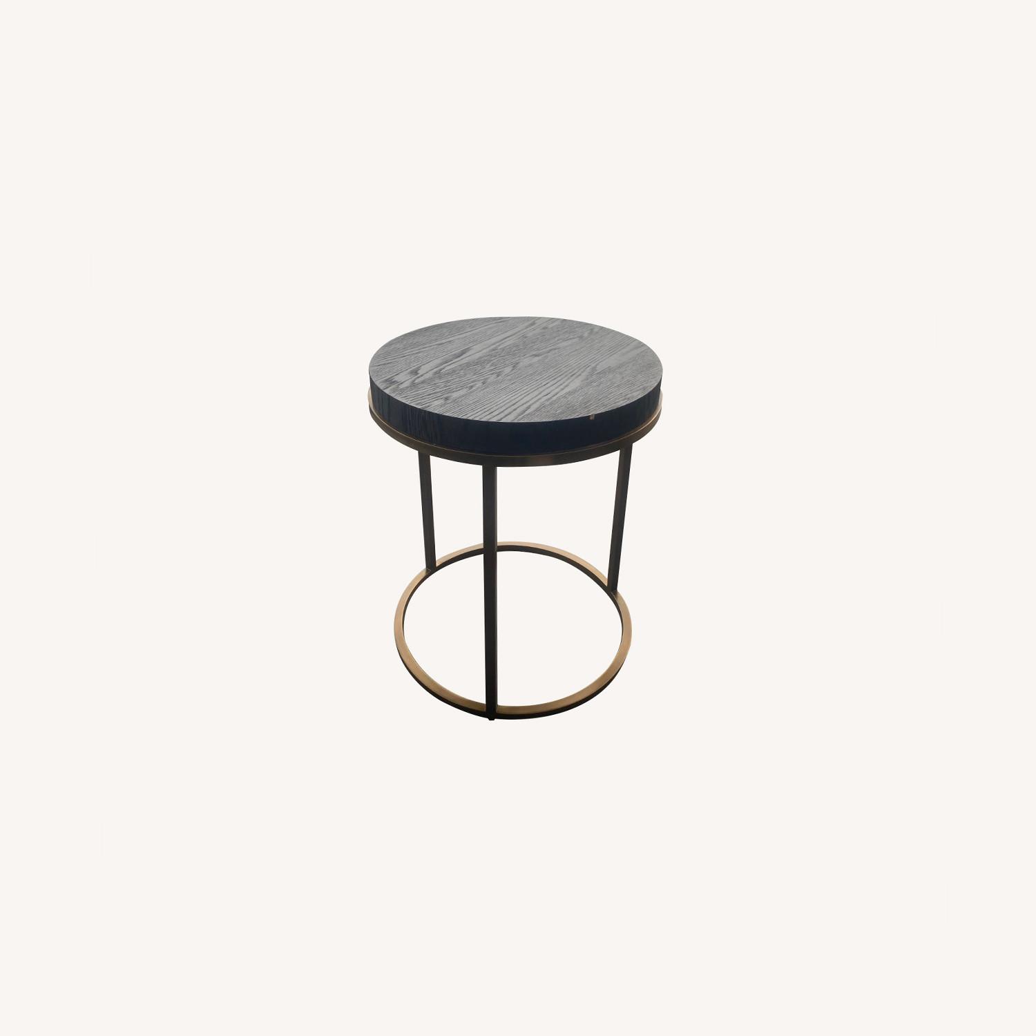 Restoration Hardware Nicholas Oak Round Side Table - image-0