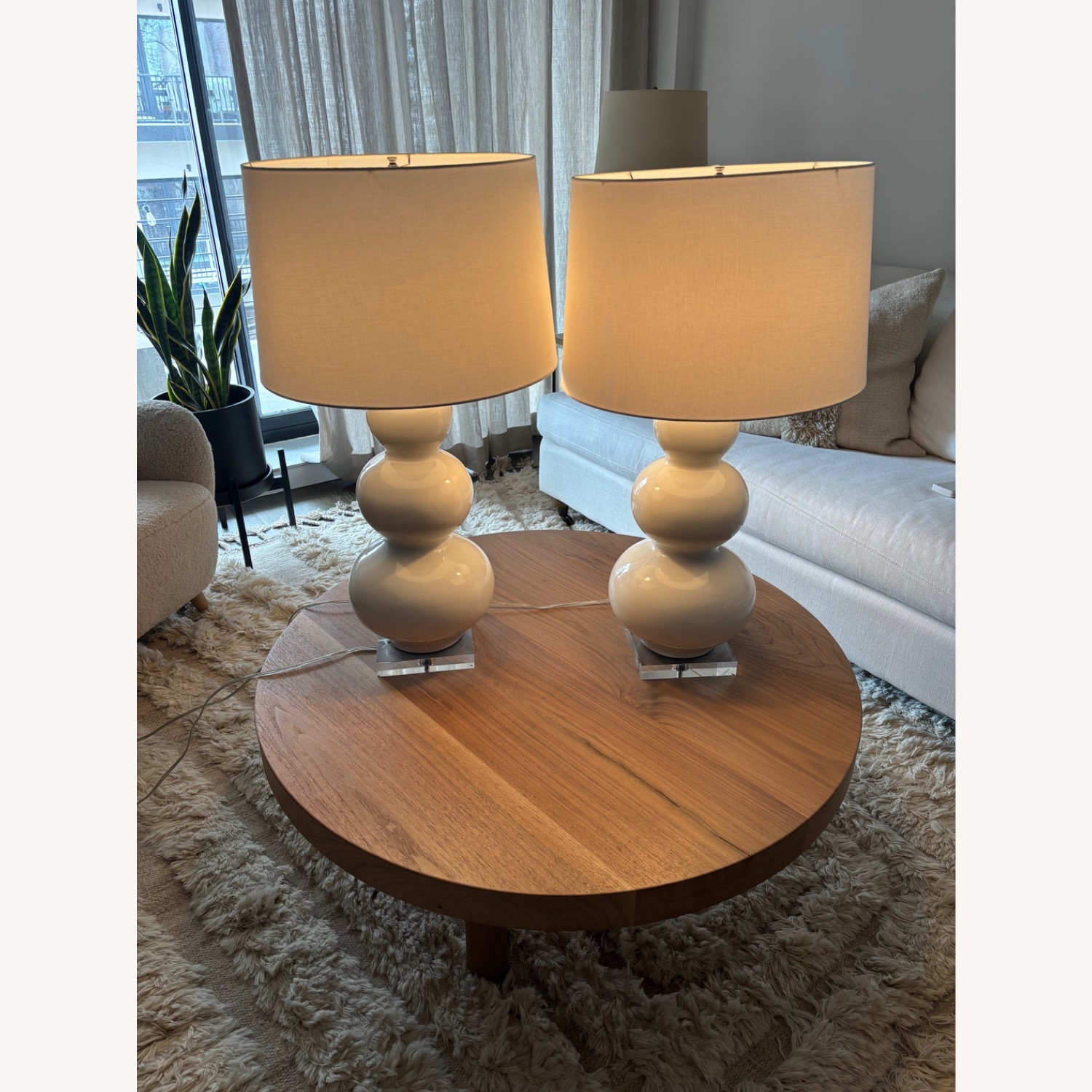 Robert Abbey Triple Gourd Lamps with Lucite Base - image-0