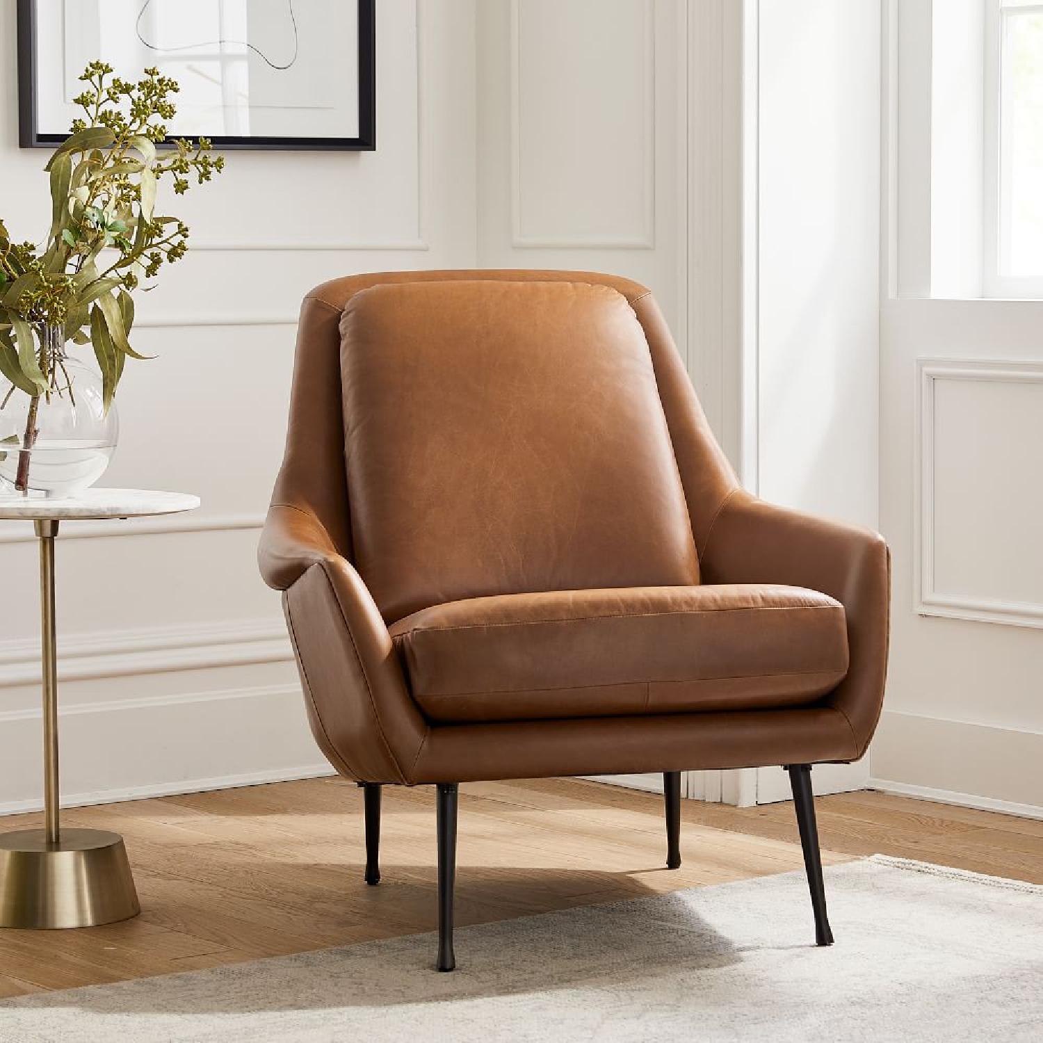 West Elm Lottie Chair Poly Ludlow Leather Sesame - image-3