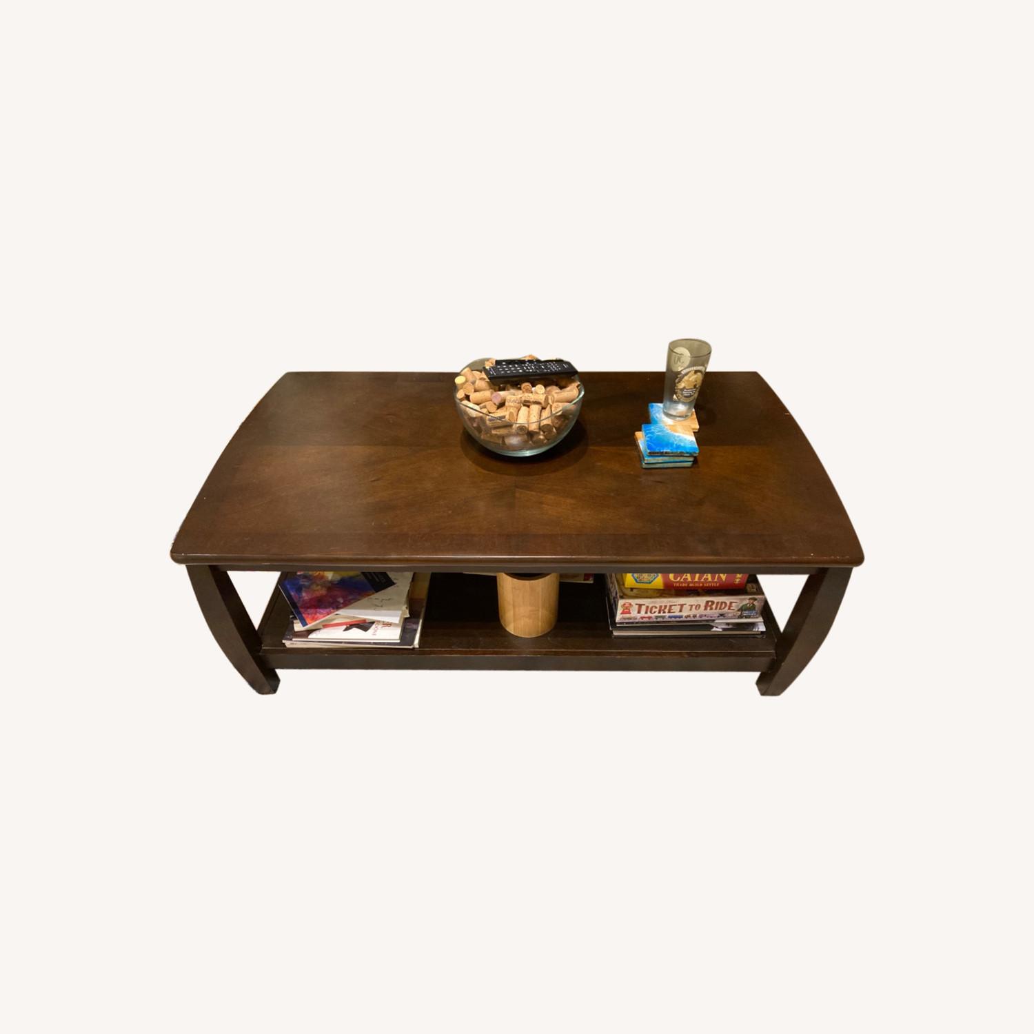 Dark Brown Coffee Table with Storage AptDeco