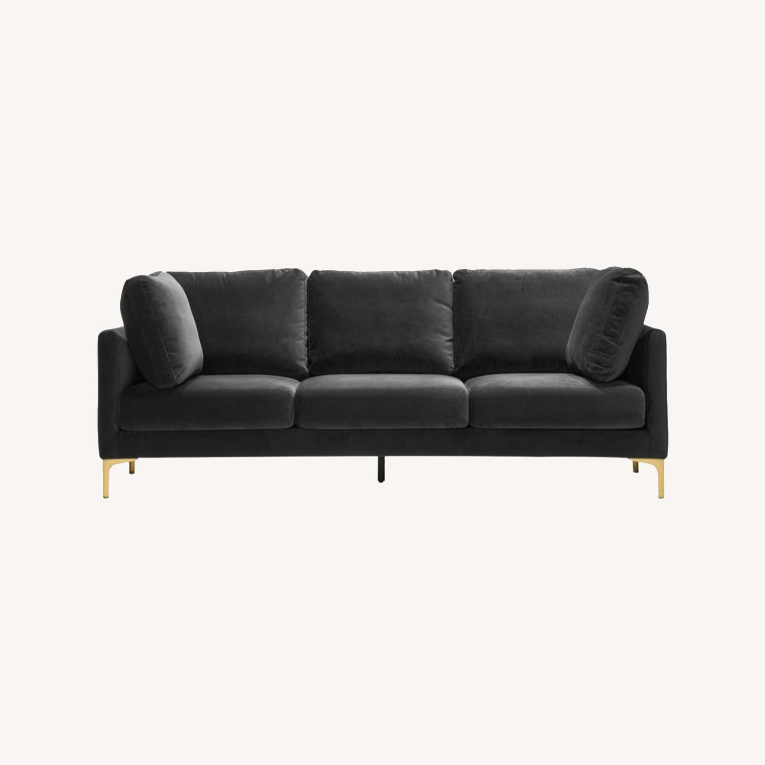 Castlery Adams Sofa Jet Black Velvet, Brass Leg - image-0