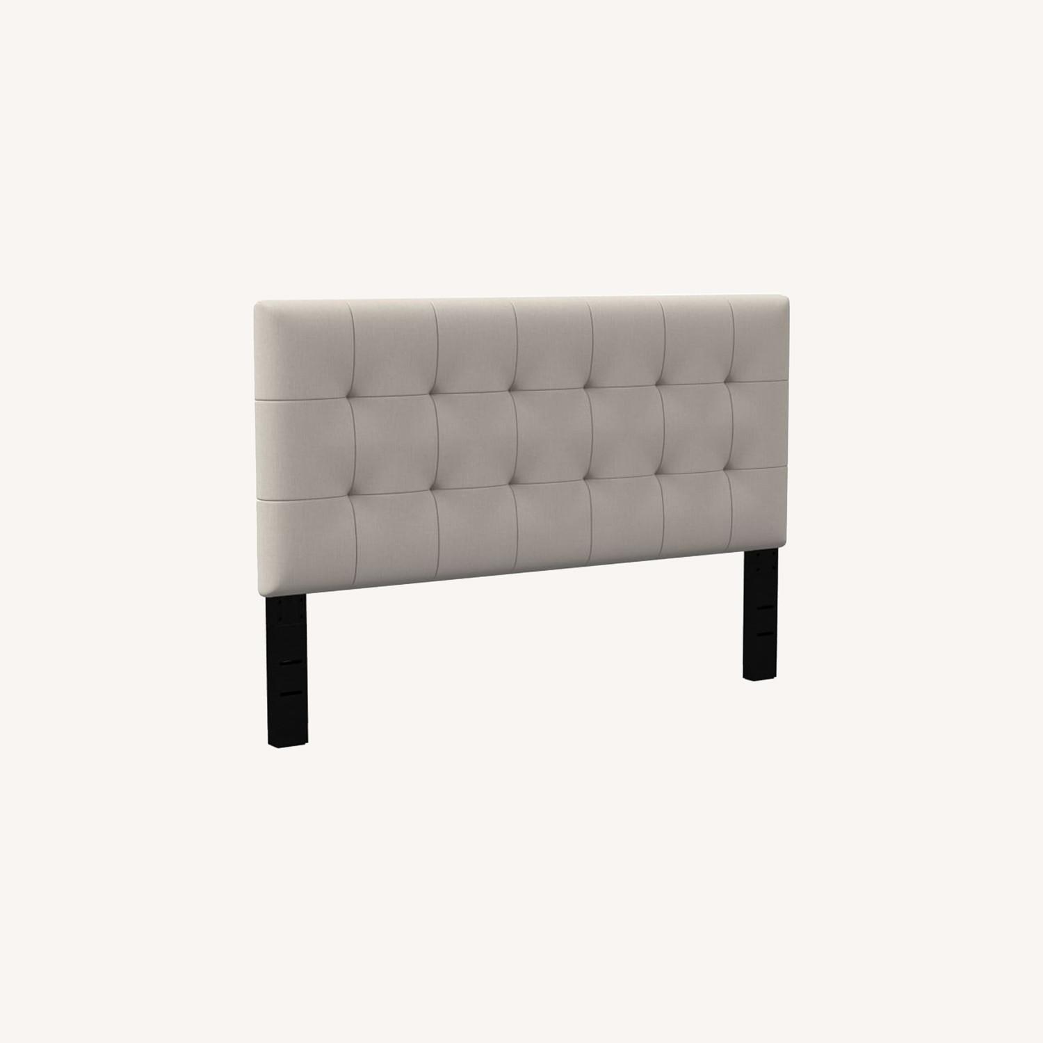 West Elm Mod Grid Tufted Headboard Queen - image-0
