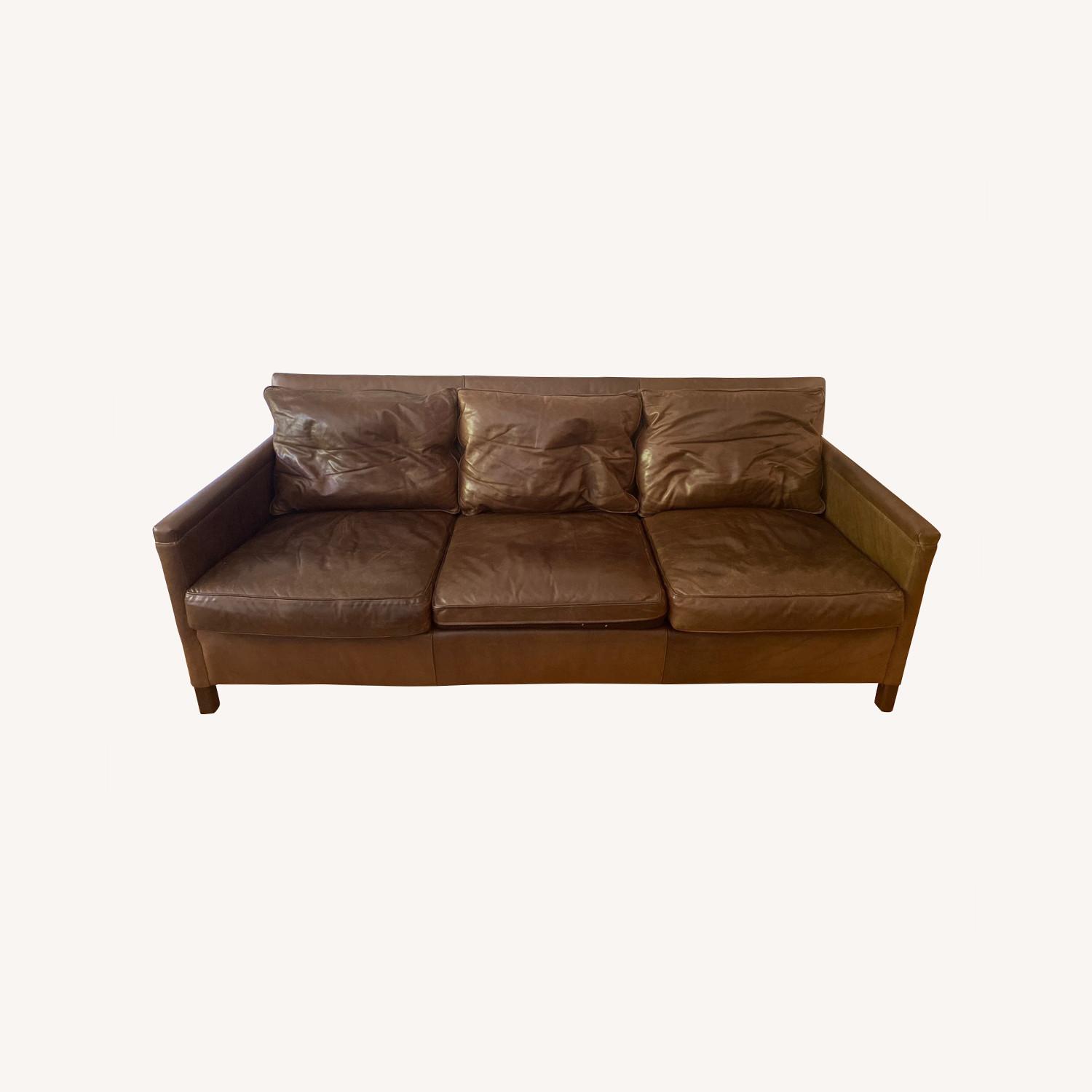 ABC Carpet & Home Buttery Brown Leather Sofa - image-0