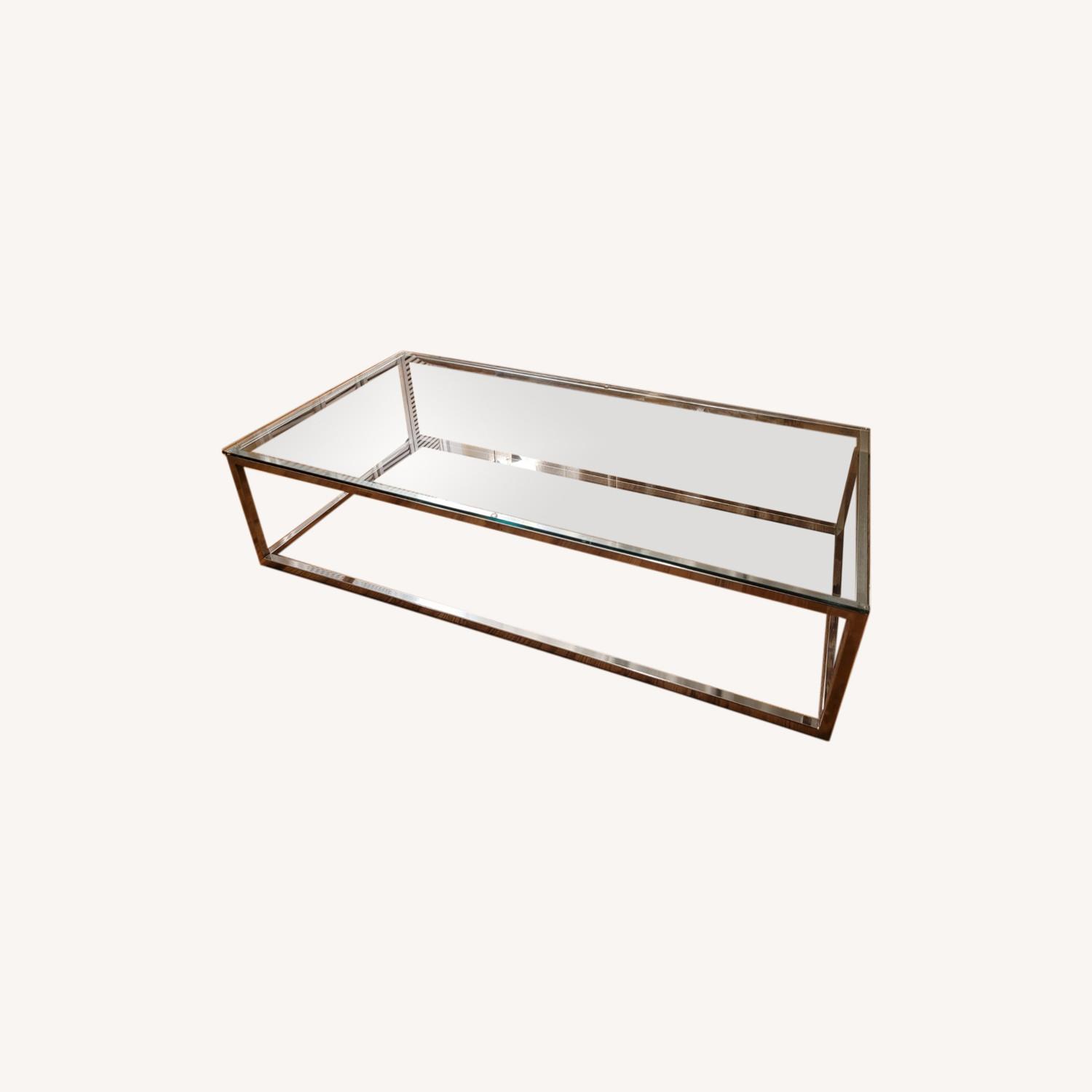 Glass Chrome Coffee Table - image-0