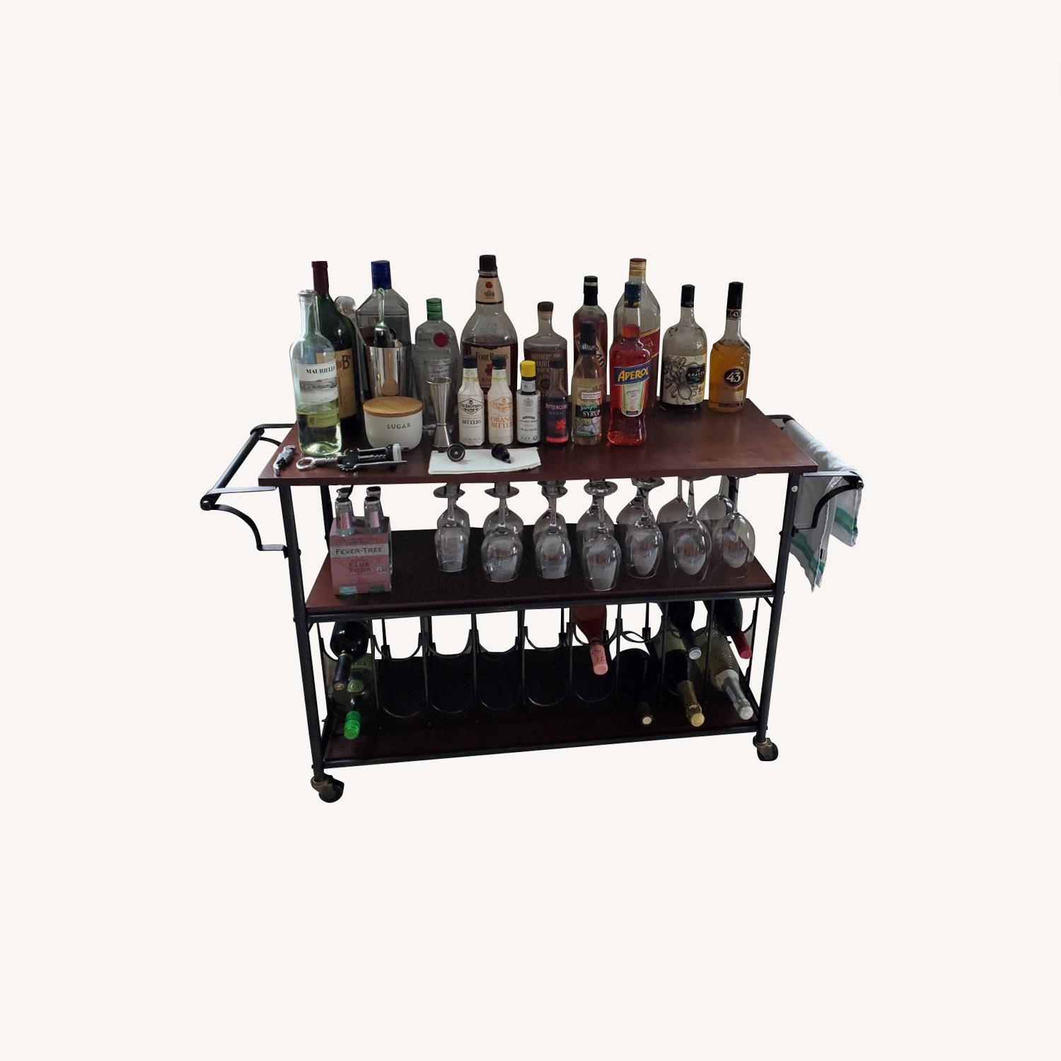 Carbon Loft Bar Cart Wine Rack & Serving Table AptDeco