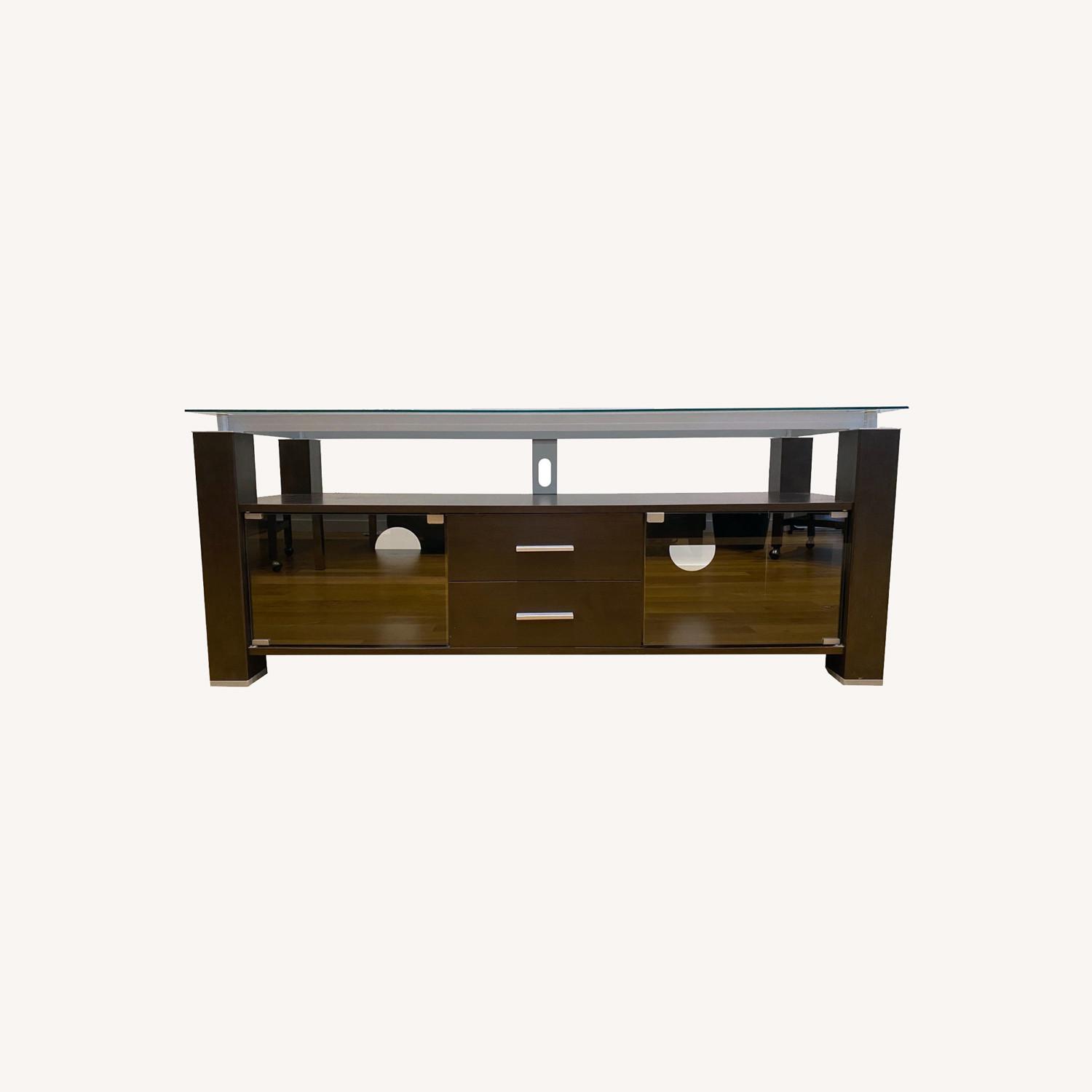 Contemporary Modern Espresso Media Console - image-0