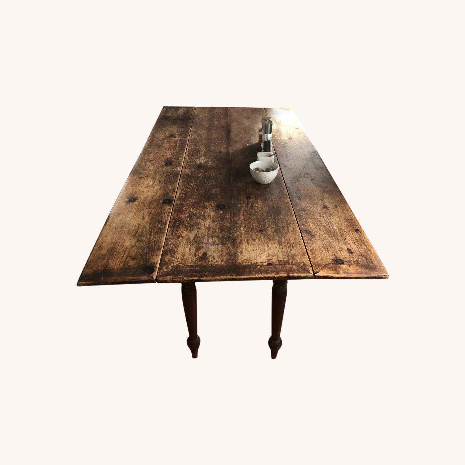 Rustic Drop-Leaf Wooden Table - image-0