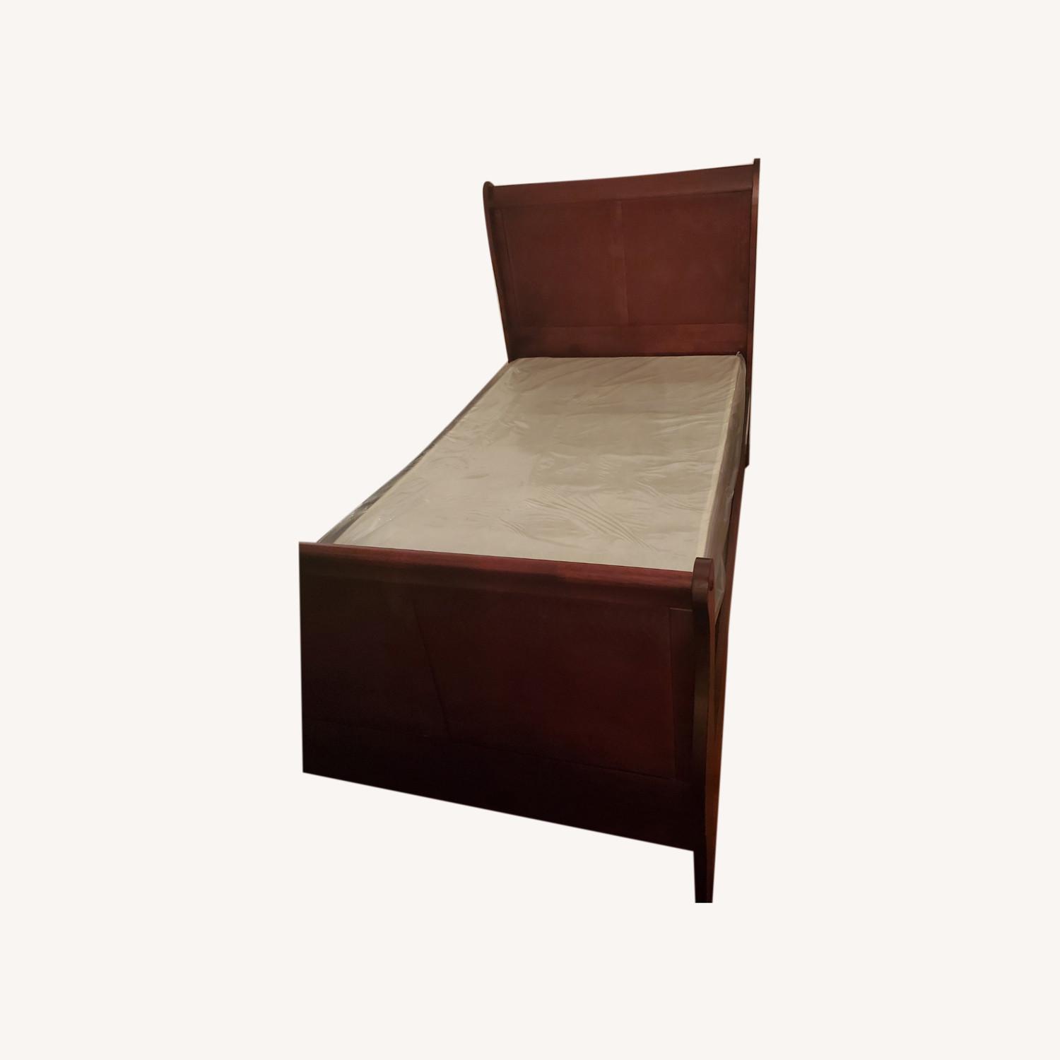 Twin Size Cherry Wood Bed - image-0