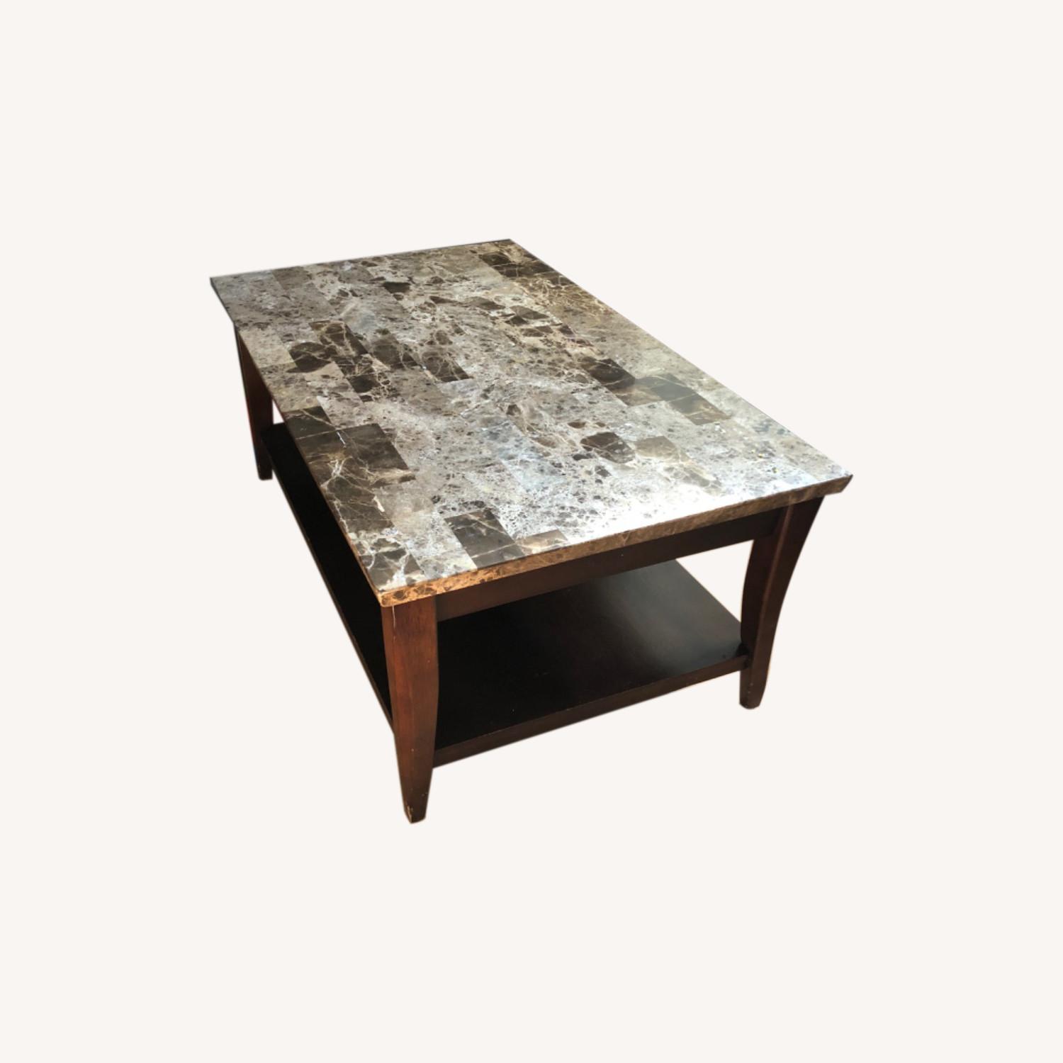 Raymour & Flanigan Marble top Coffee Table AptDeco