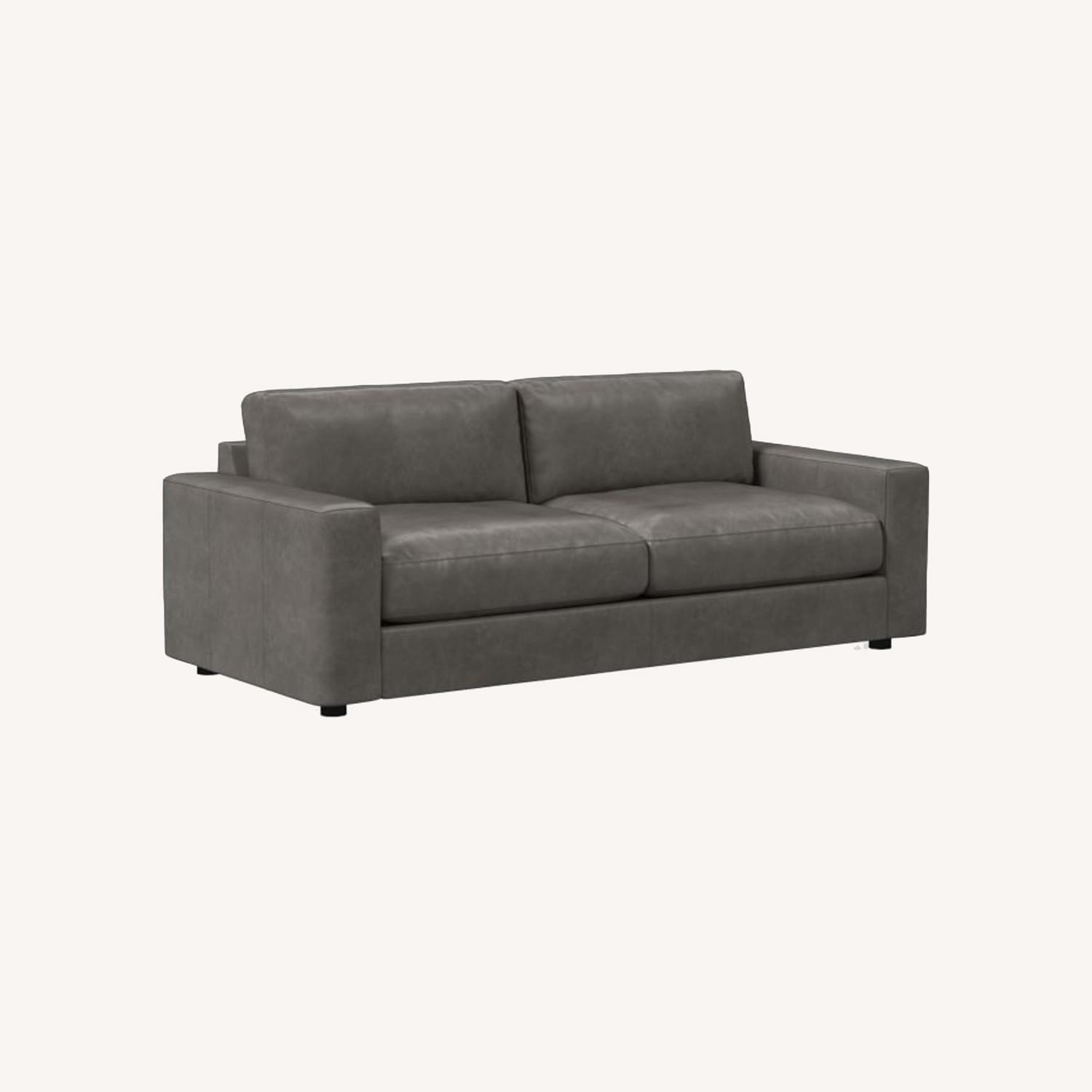 West Elm Urban 84.5" Sofa Ludlow leather Graysmoke AptDeco