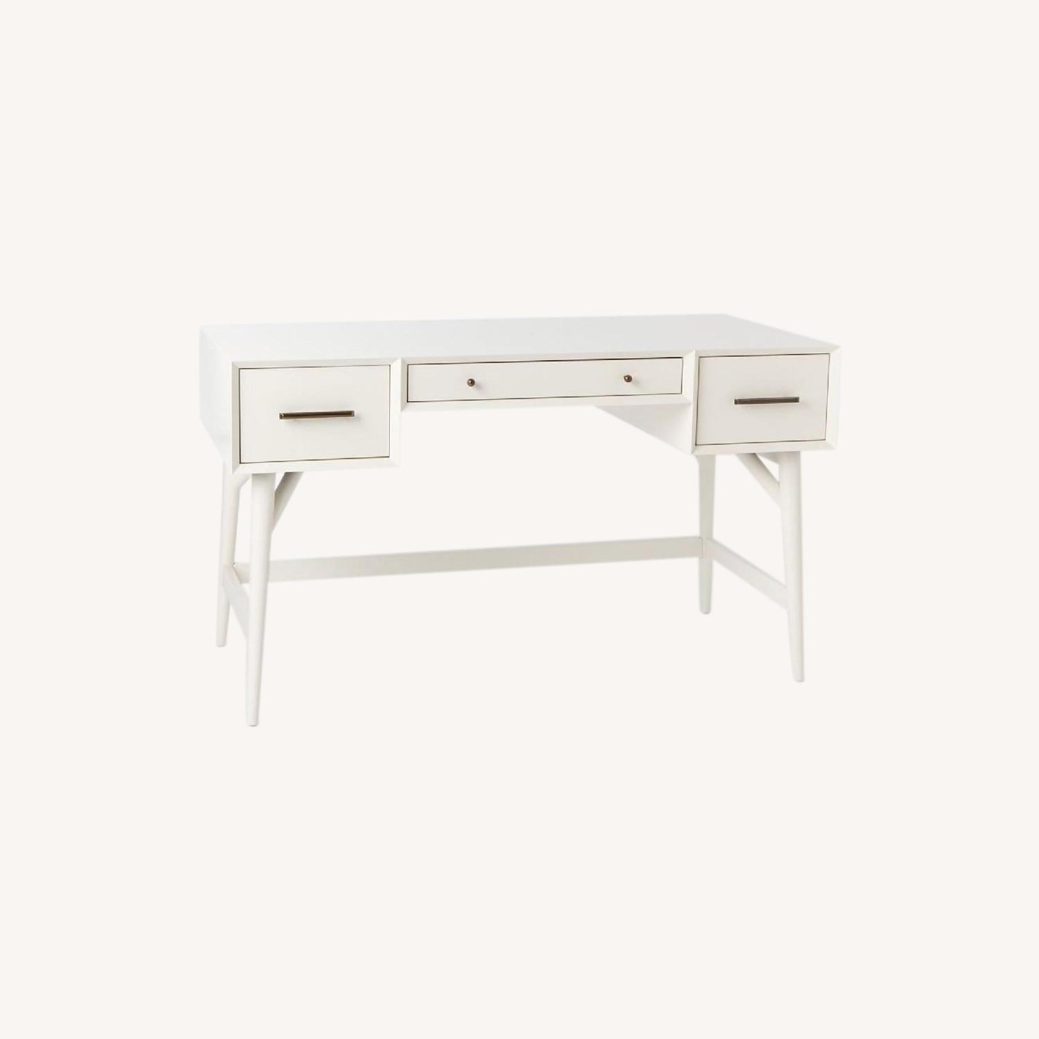 West Elm White Mid Century Desk (52") AptDeco