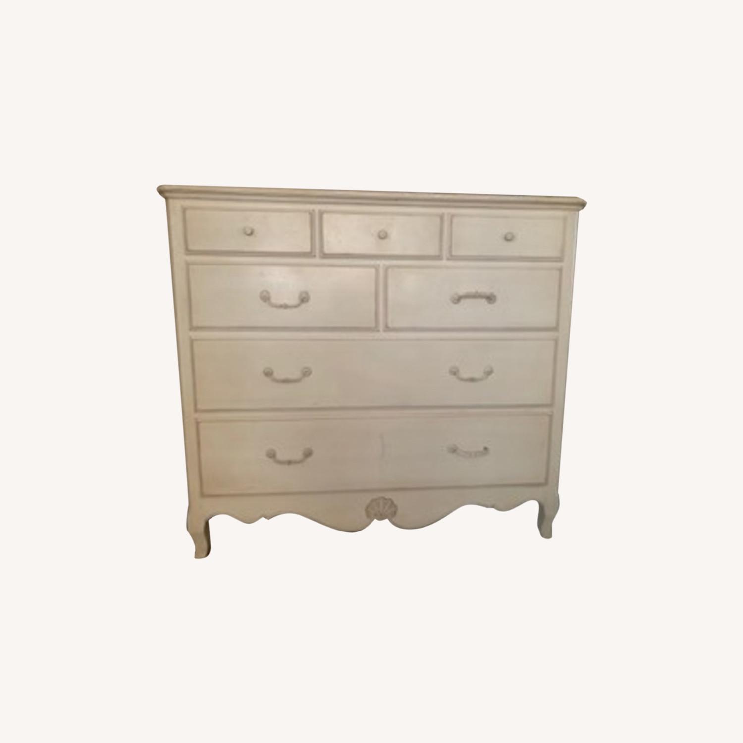 Ethan Allen Distressed Off White Dresser AptDeco