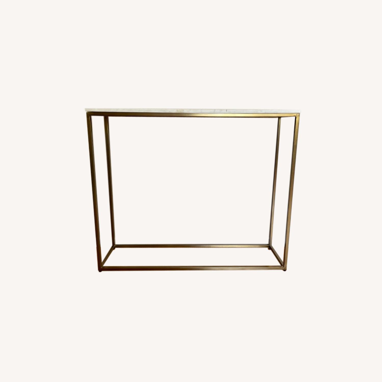 Pottery Barn Delaney 36" Marble Console Table, Brass AptDeco