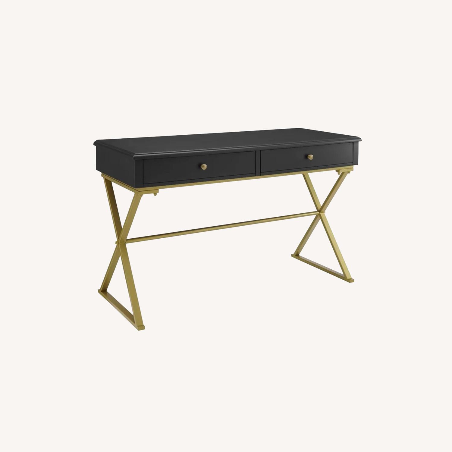 AllModern Modern Matte Black & Gold Writing Desk - image-0