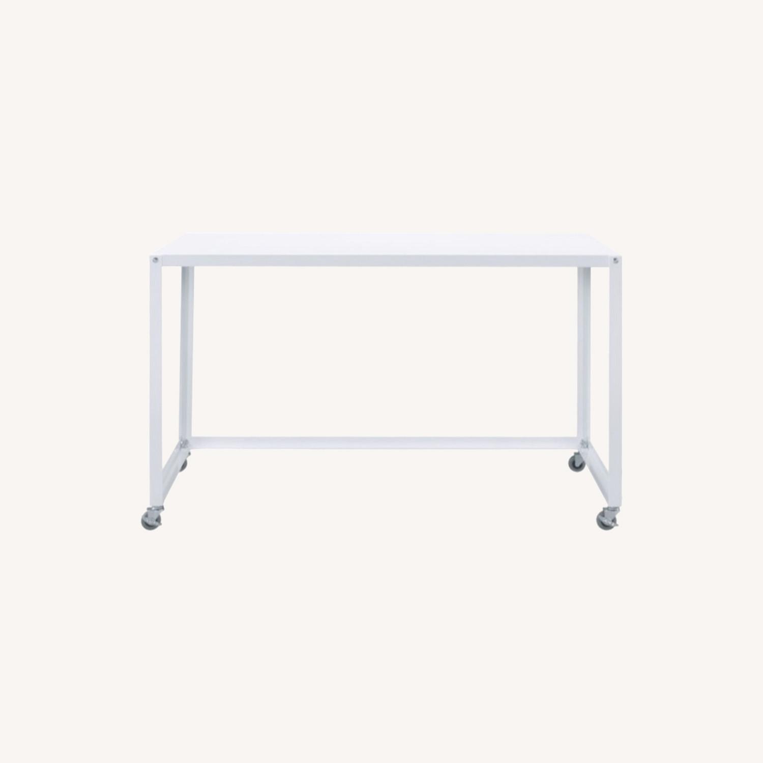 Hirsh Industries Minimalist White Metal Desk AptDeco