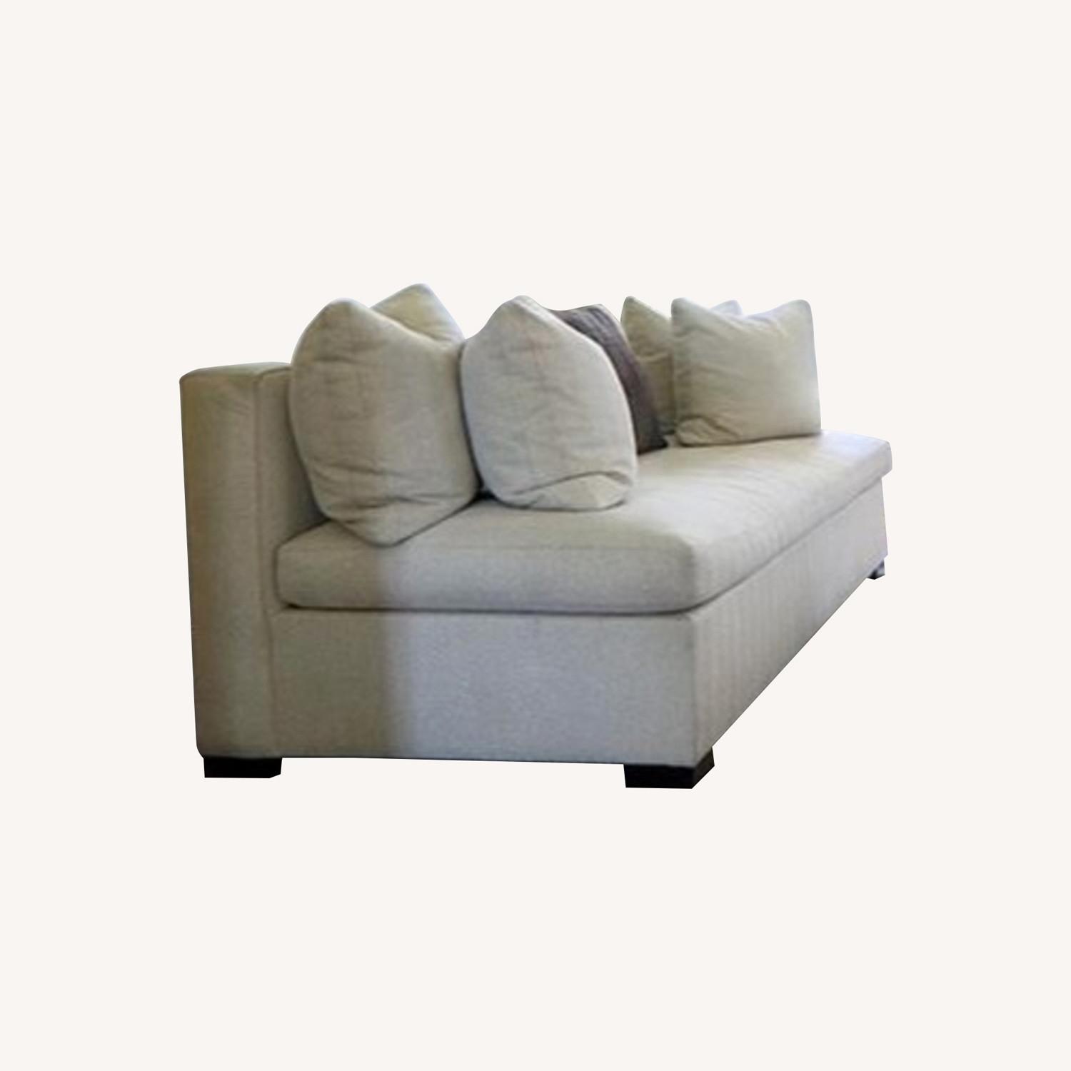 Armless Fabric Beige Sofa - image-0