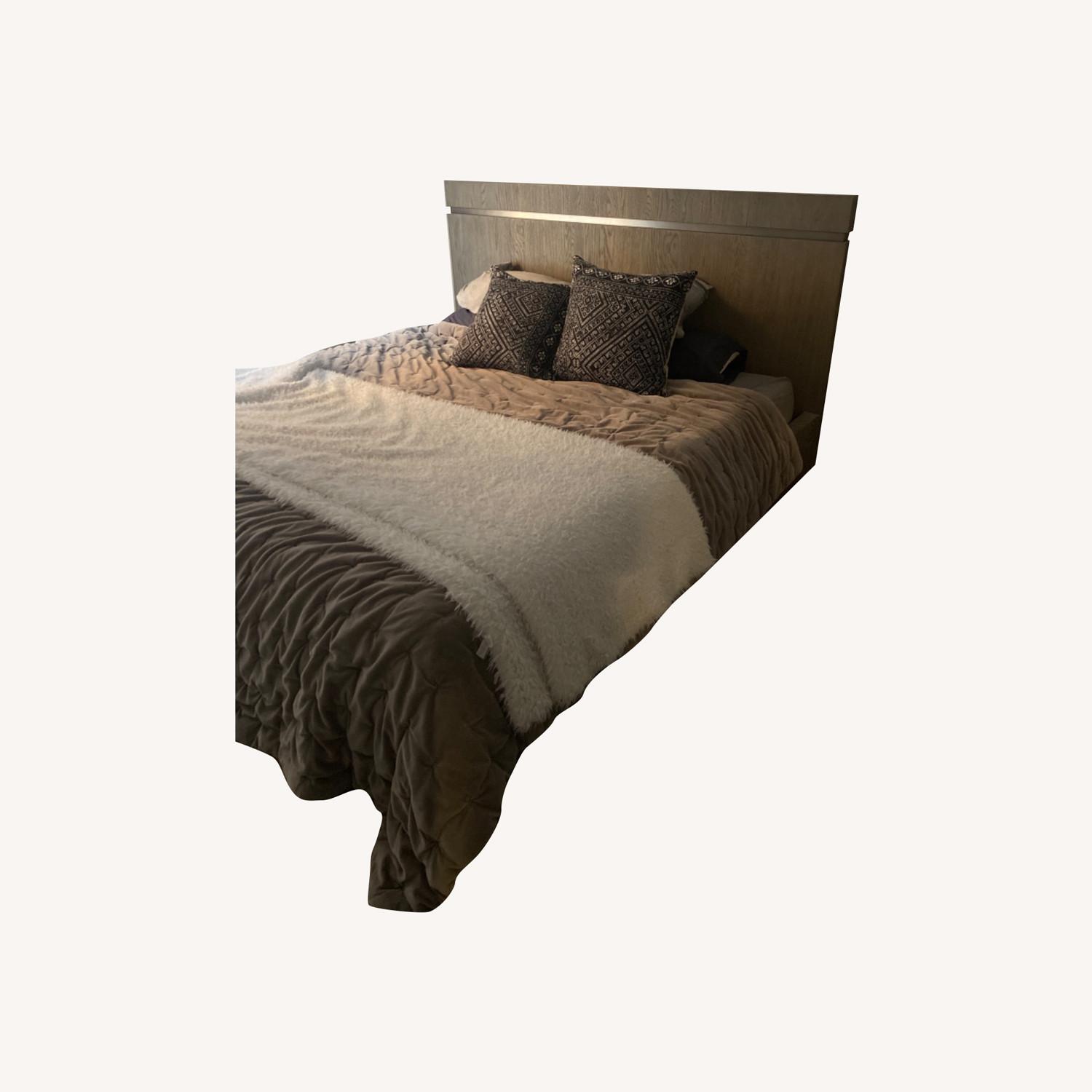 Restoration Hardware Modern Bezier Light Grey Wood King Bed AptDeco